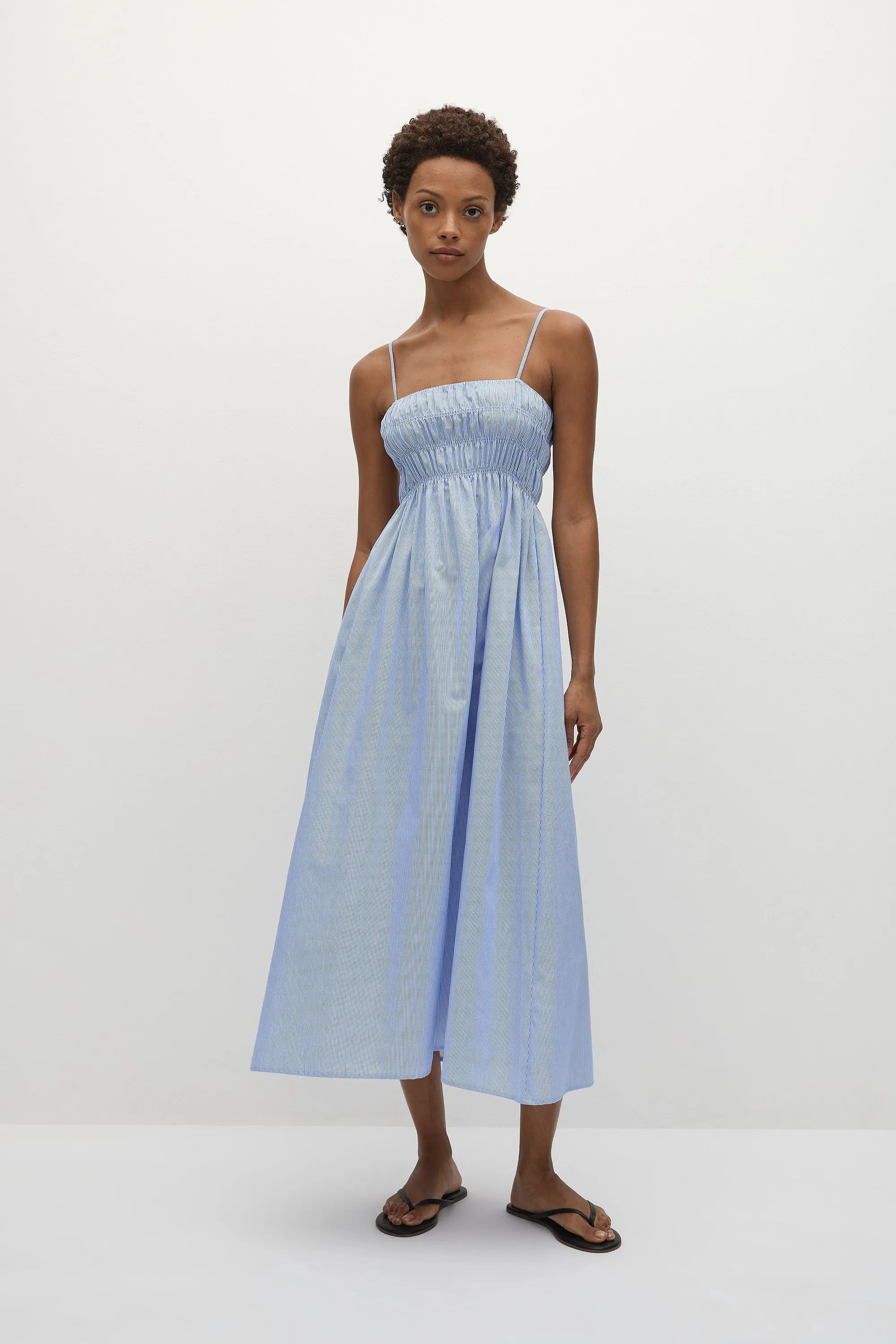 Nica Midi Dress Soft Blue Stripe - Final Sale sold by Faithfull the Brand