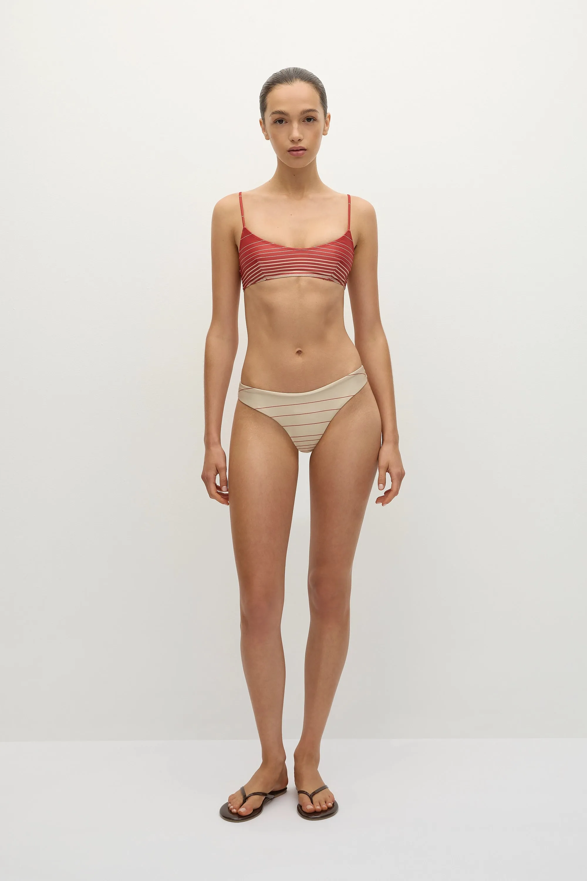 Bebe Bikini Bottom Accordion Stripe Amber Fawn - Final Sale sold by Faithfull the Brand