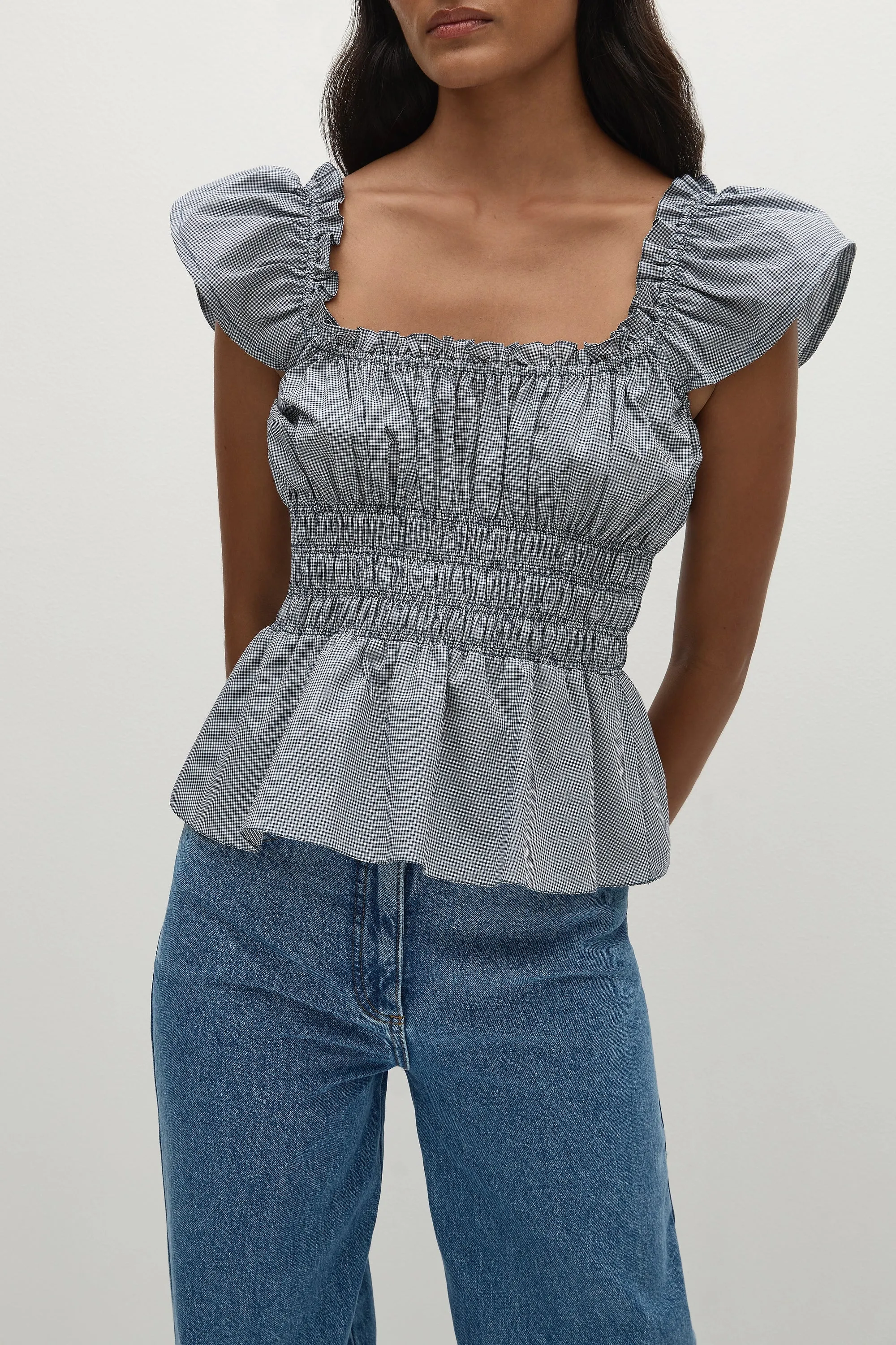 Janne Top Hanne Gingham Vintage Navy - Final Sale sold by Faithfull the Brand product image thumbnail 2