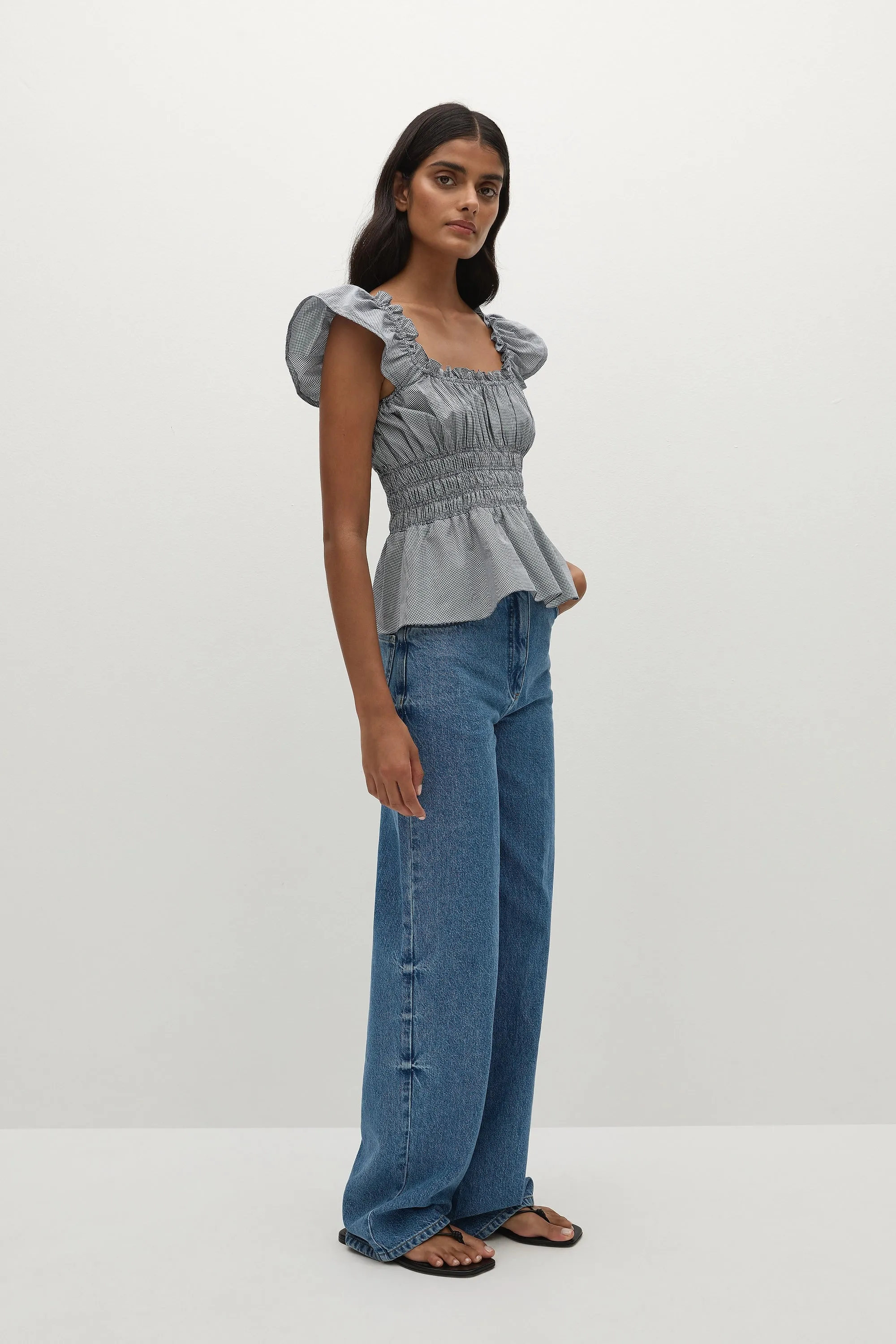 Janne Top Hanne Gingham Vintage Navy - Final Sale sold by Faithfull the Brand product image thumbnail 3