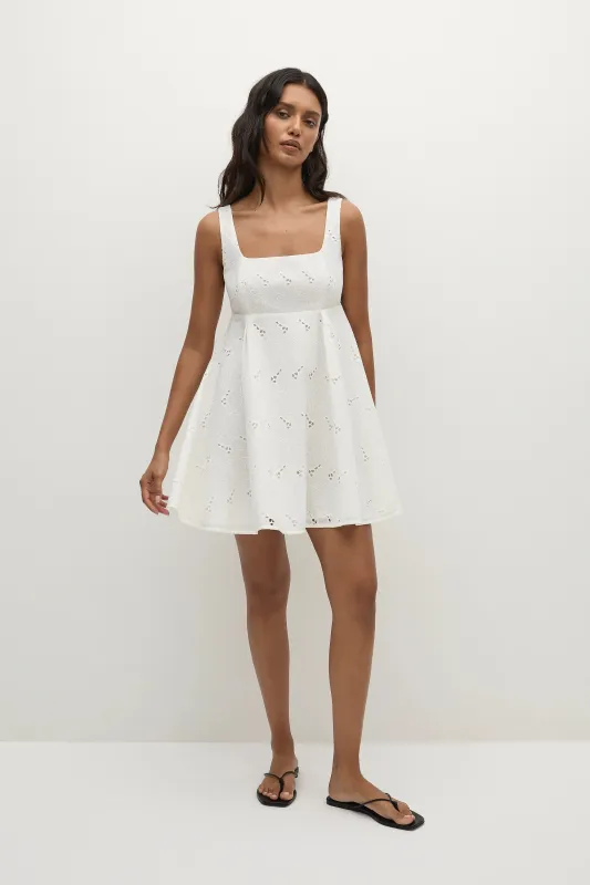 Lovis Mini Dress Birgitta Broderie Anglaise White sold by Faithfull the Brand