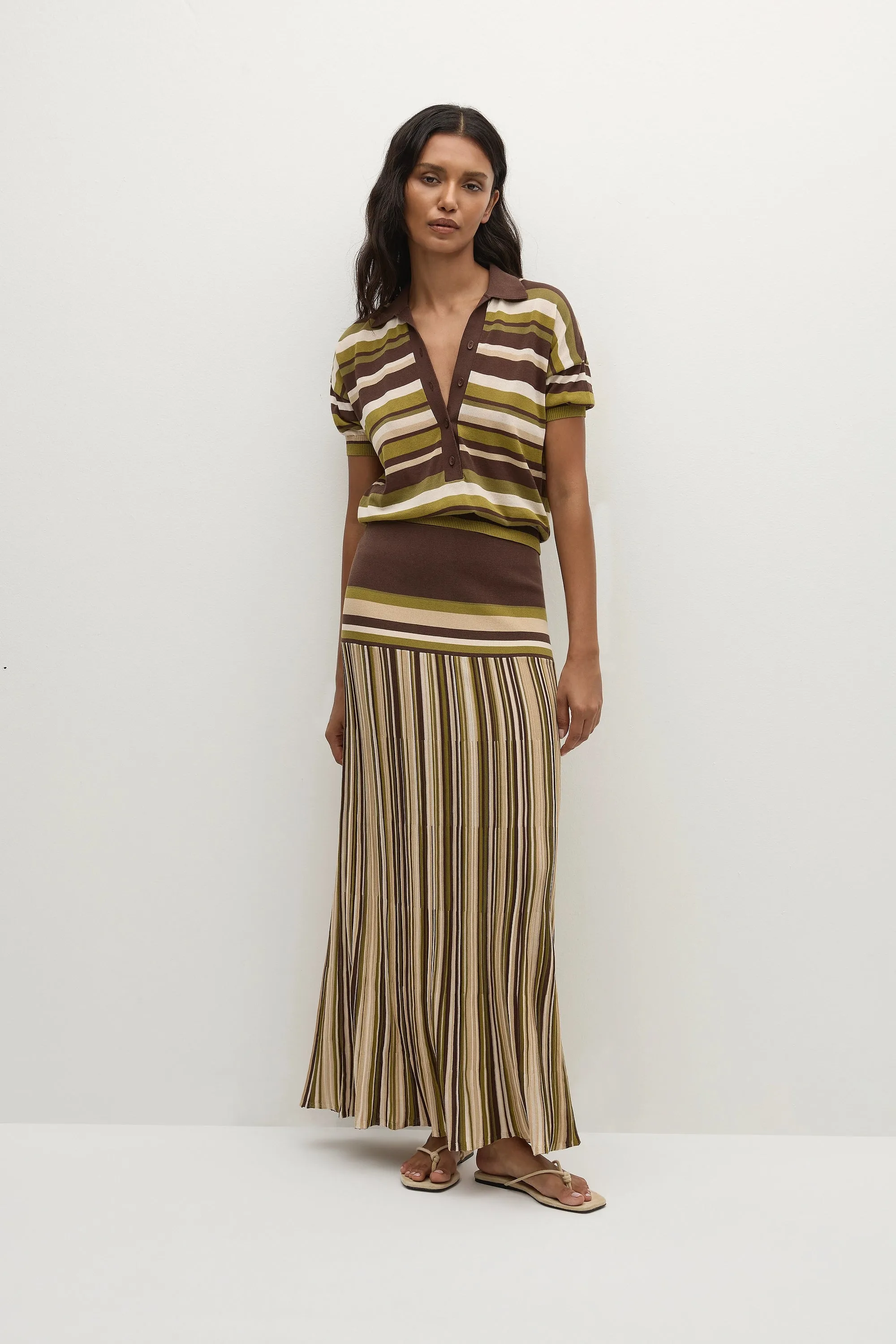 Citara Skirt Espresso Pine Stripe - Final Sale sold by Faithfull the Brand