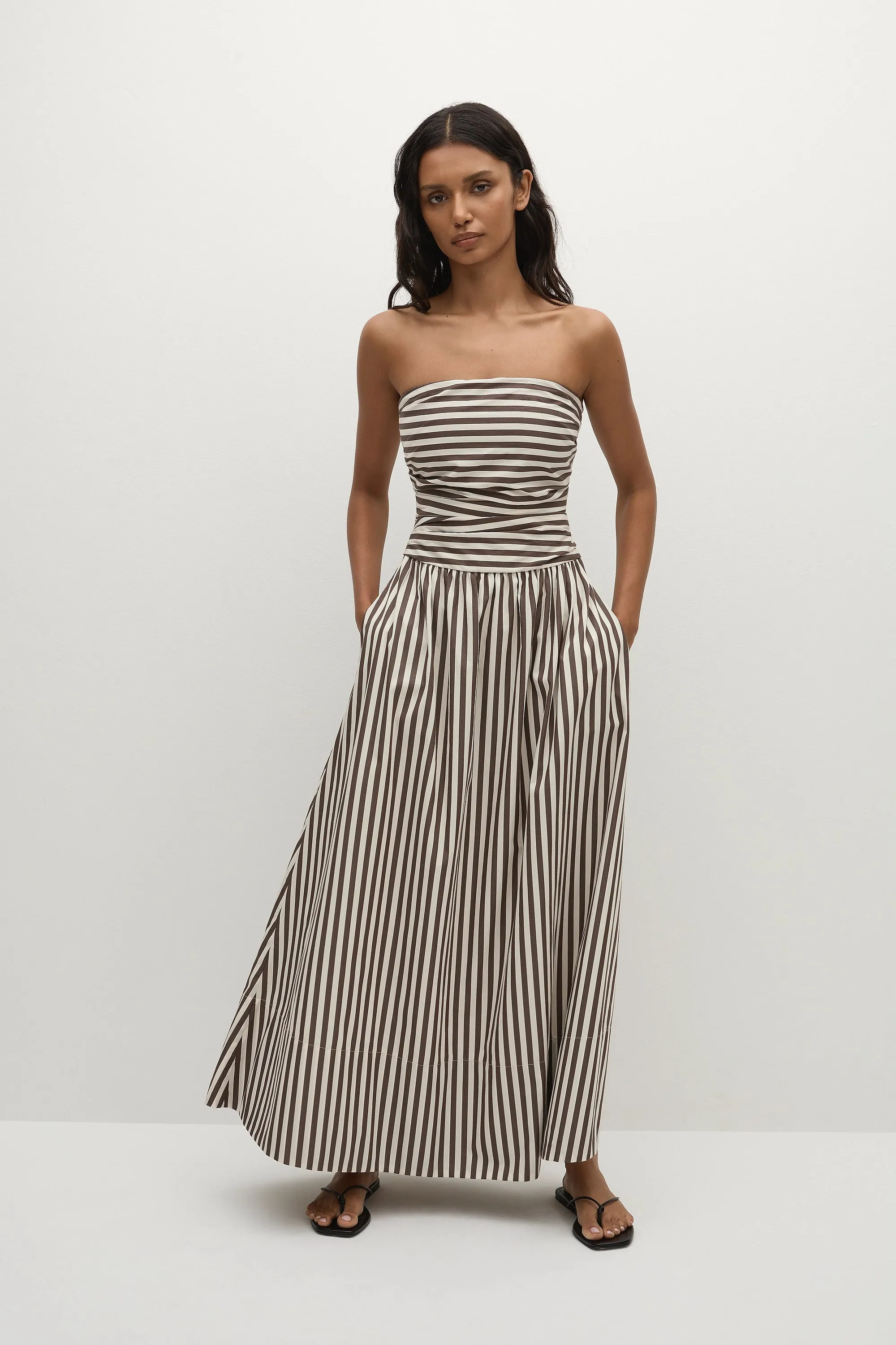 Vera Maxi Dress Norway Stripe Espresso - Final Sale sold by Faithfull the Brand