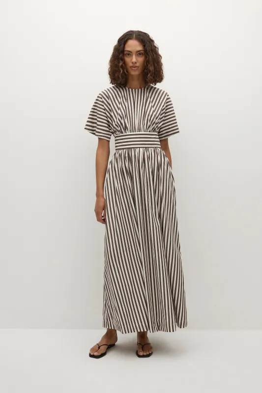 Oda Maxi Dress Norway Stripe Espresso sold by Faithfull the Brand