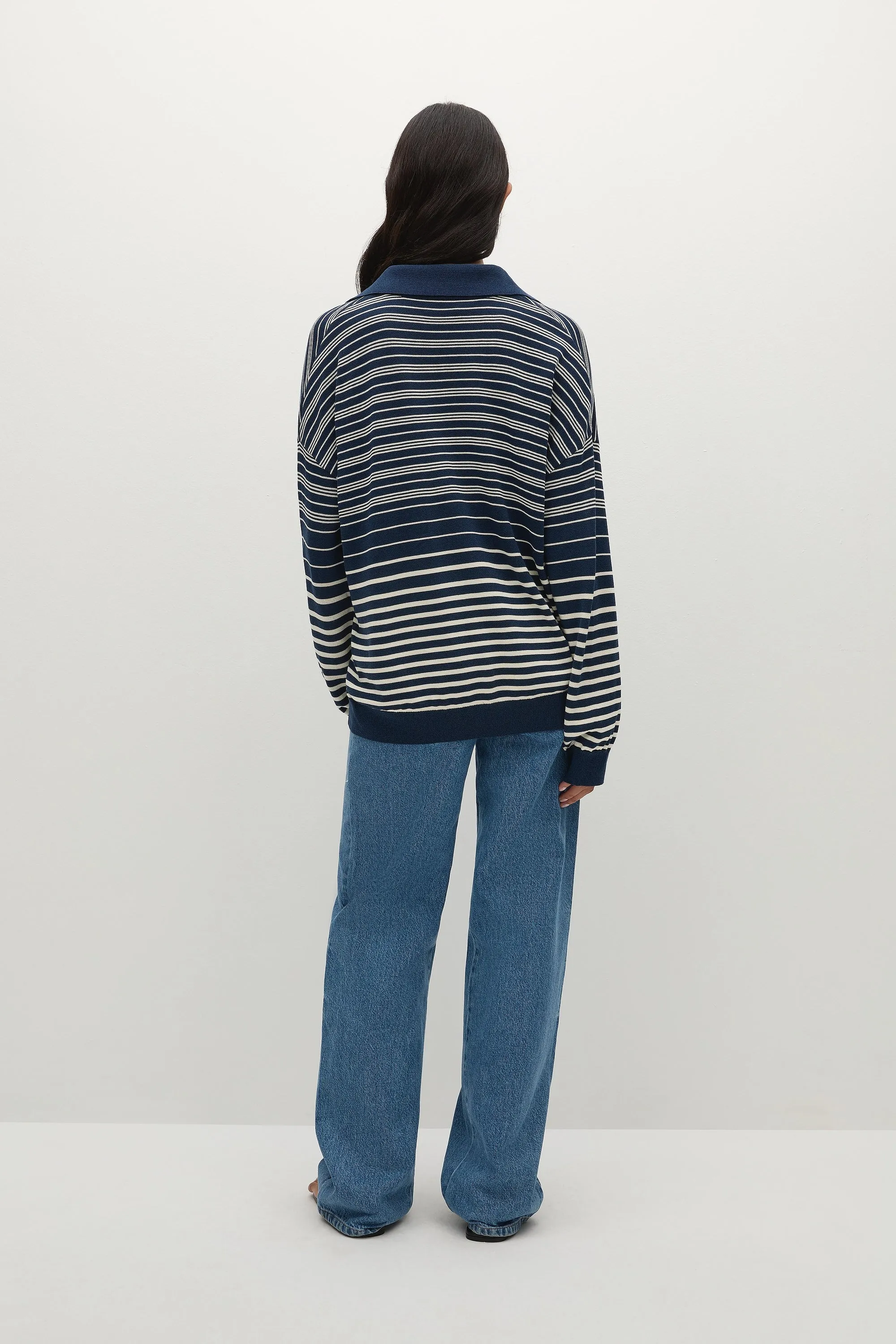 Harlow Polo Scandi Stripe Navy Cream - Final Sale sold by Faithfull the Brand product image thumbnail 5