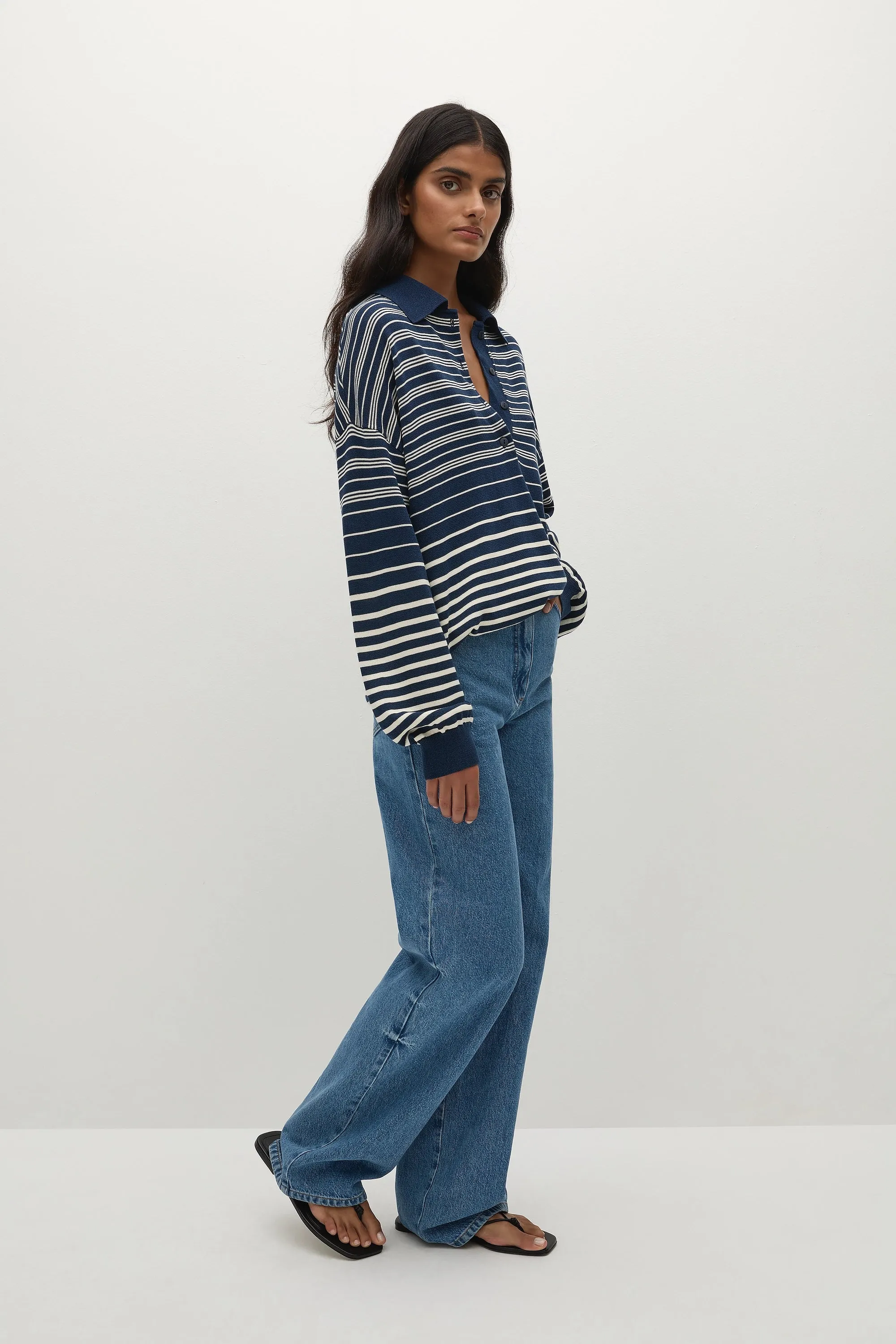 Harlow Polo Scandi Stripe Navy Cream - Final Sale sold by Faithfull the Brand product image thumbnail 4