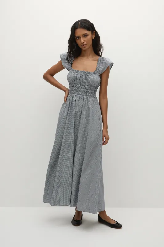 Janne Midi Dress Hanne Gingham Vintage Navy sold by Faithfull the Brand