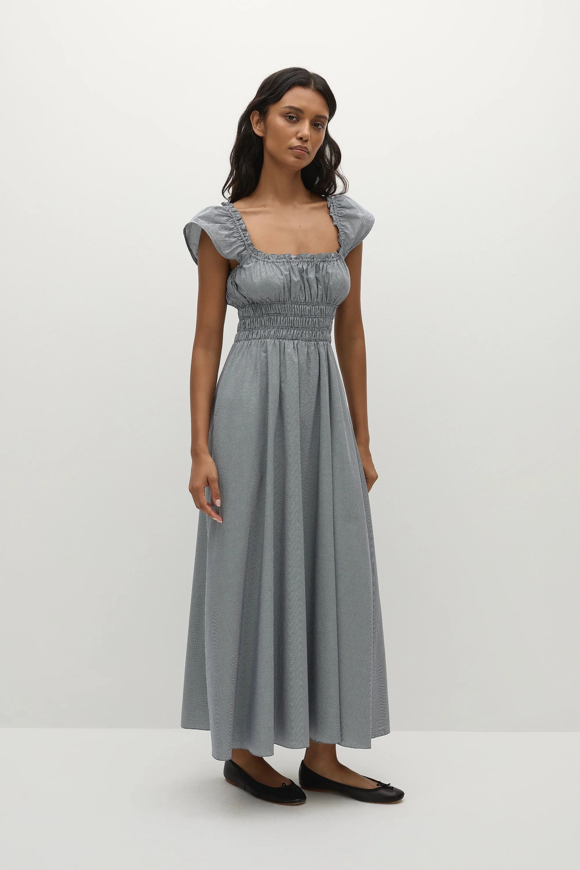 Janne Midi Dress Hanne Gingham Vintage Navy - Final Sale sold by Faithfull the Brand product image thumbnail 3