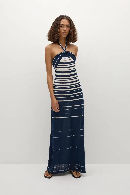 Axel Maxi Dress Accordion Stripe Cream Navy - Final Sale sold by Faithfull the Brand