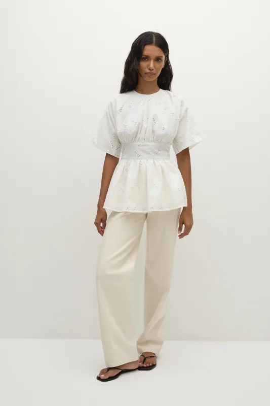Vilde Top Birgitta Broderie Anglaise White sold by Faithfull the Brand
