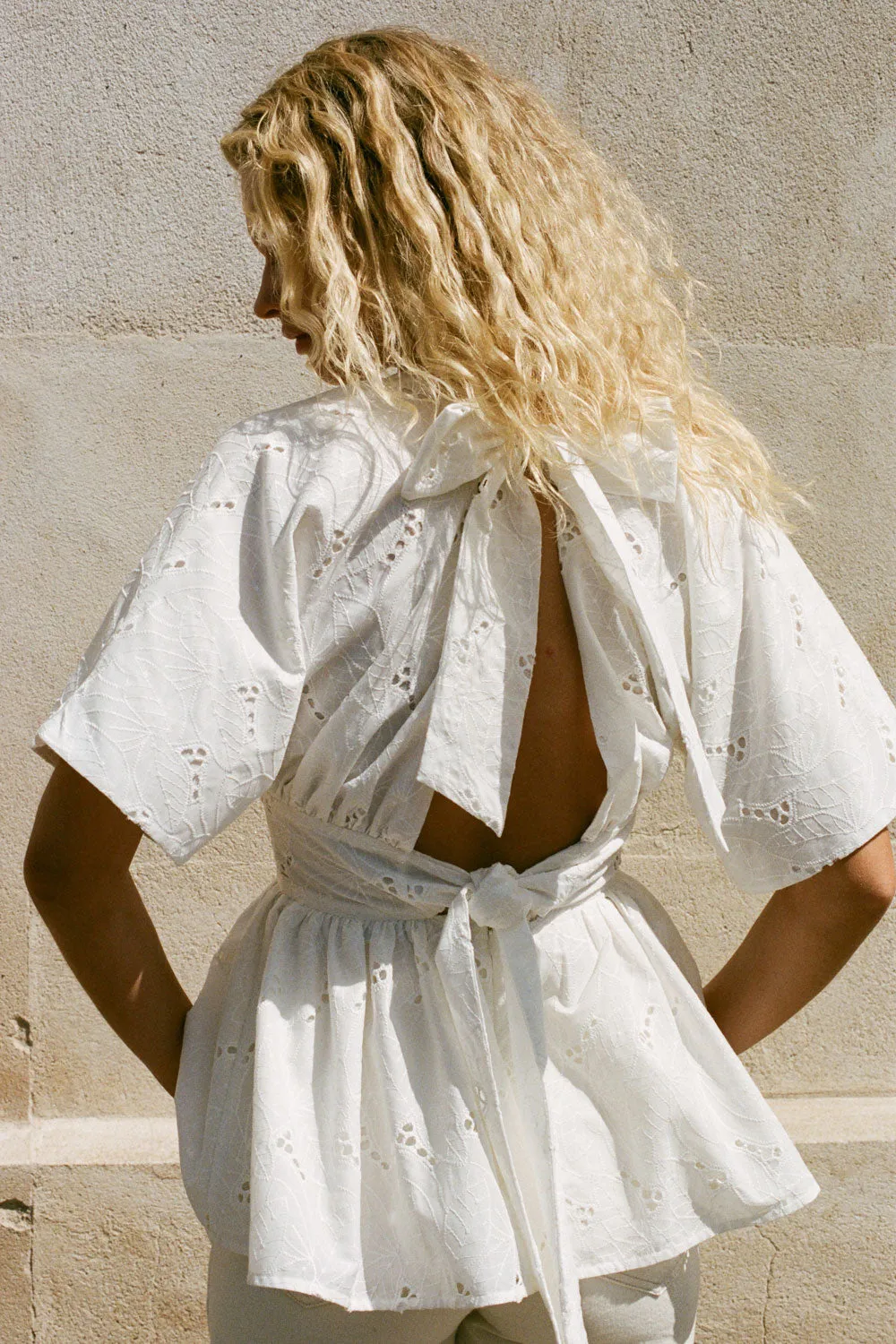 Vilde Top Birgitta Broderie Anglaise White - Final Sale sold by Faithfull the Brand product image thumbnail 2