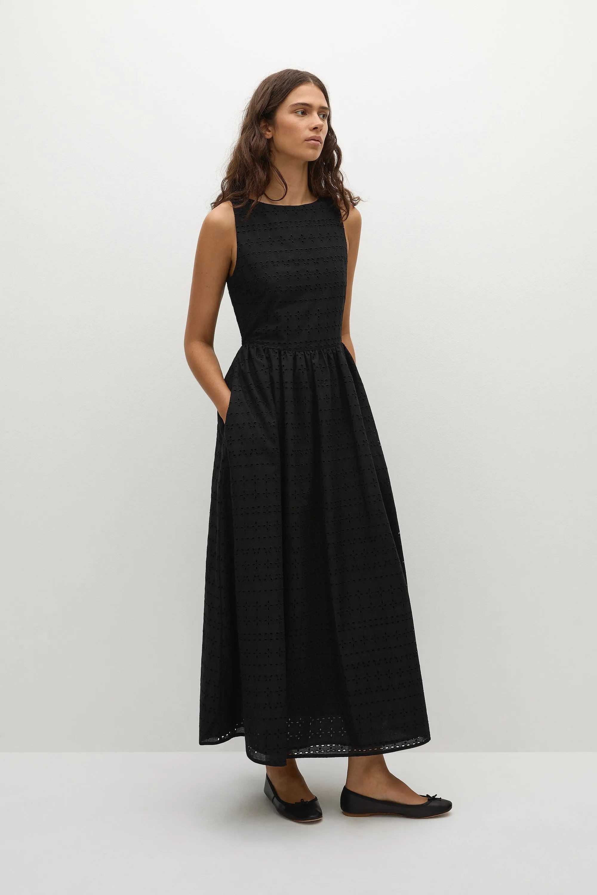 Tuva Midi Dress Agnes Broderie Anglaise Black - Final Sale sold by Faithfull the Brand product image thumbnail 3