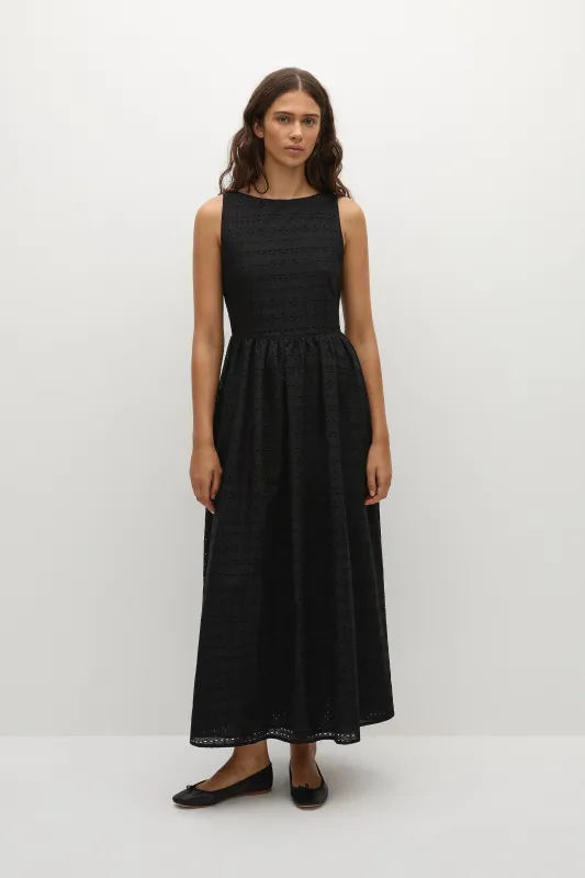 Tuva Midi Dress Agnes Broderie Anglaise Black - Final Sale made by Faithfull the Brand