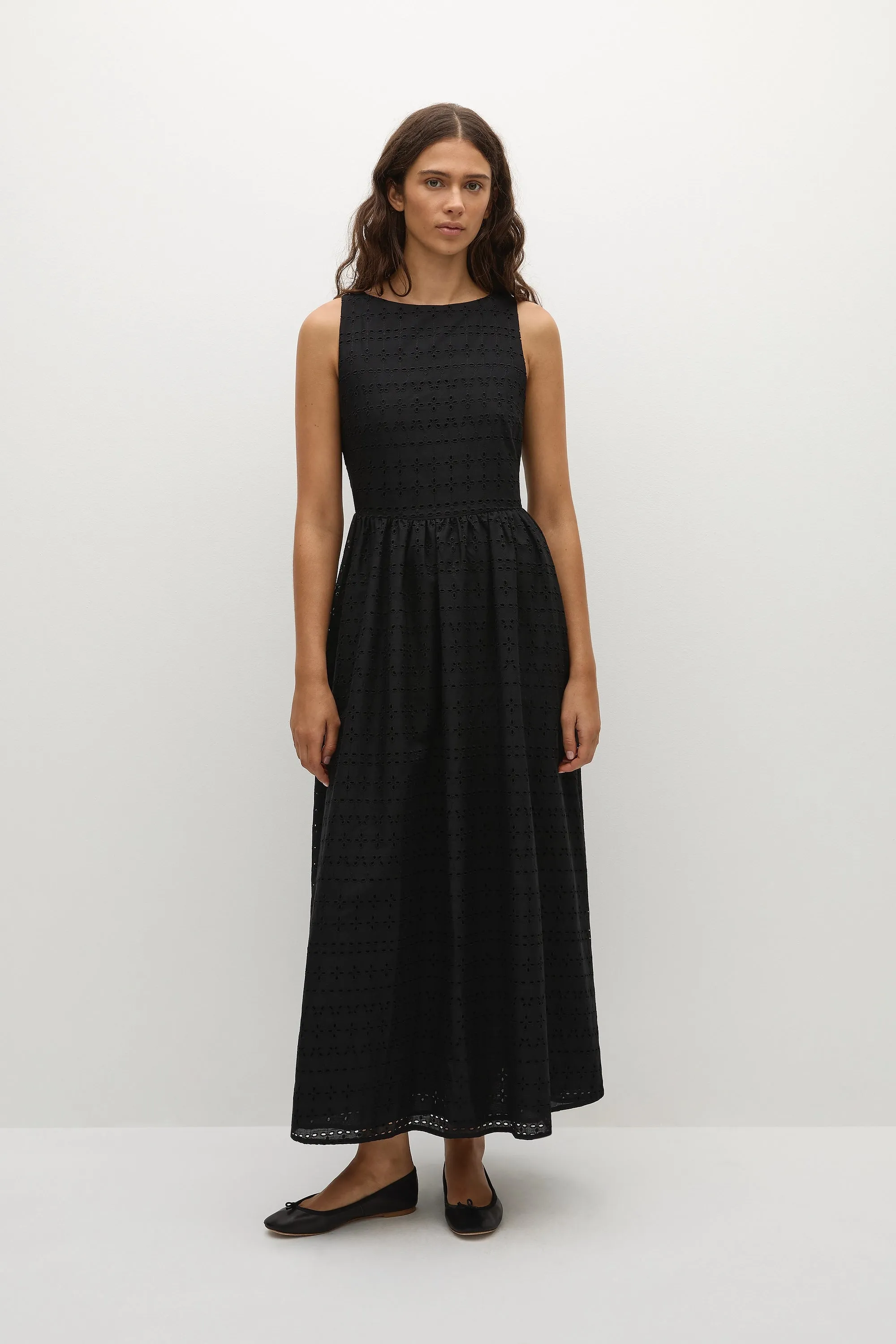 Tuva Midi Dress Agnes Broderie Anglaise Black - Final Sale sold by Faithfull the Brand