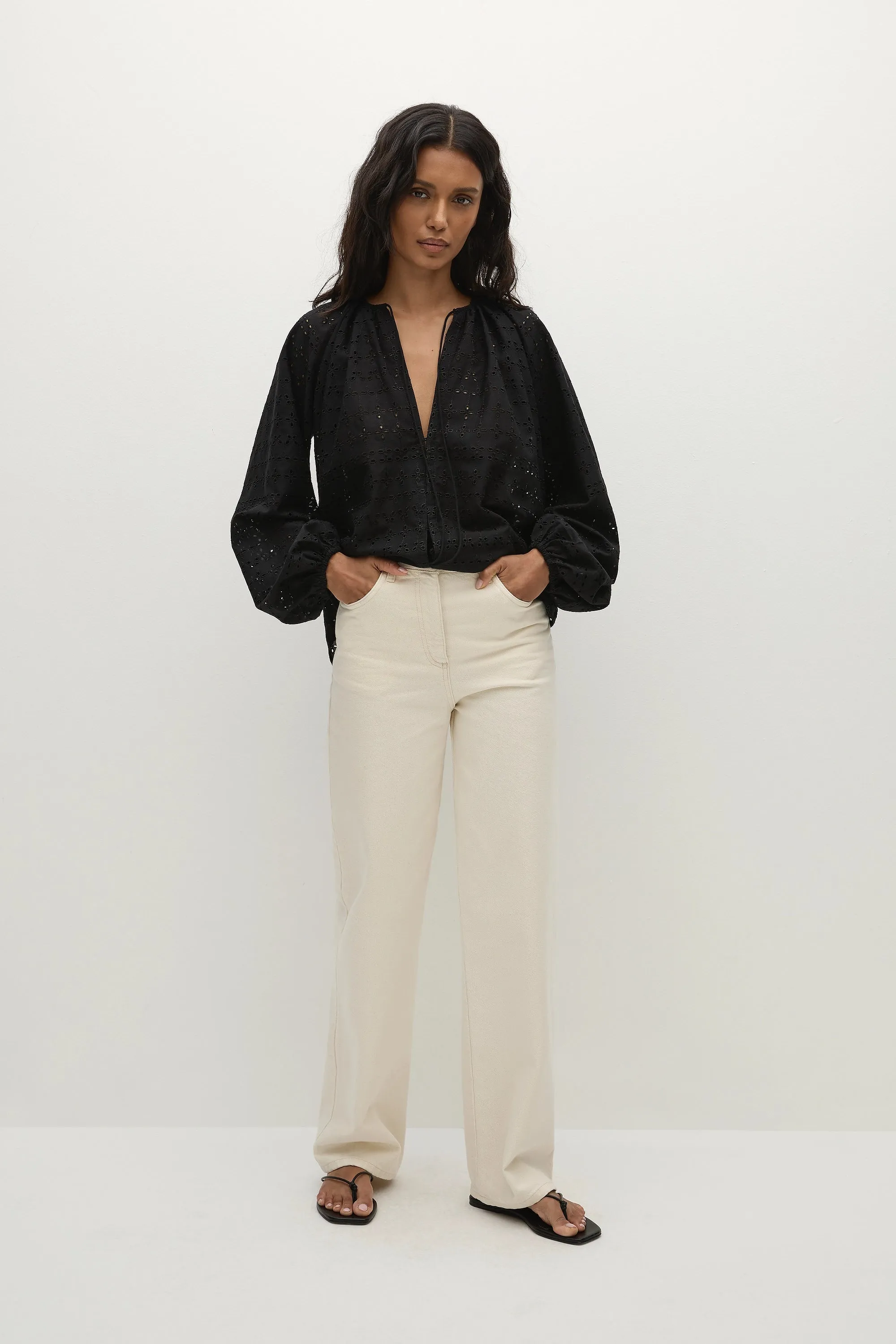 Thora Blouse Agnes Broderie Anglaise Black - Final Sale sold by Faithfull the Brand