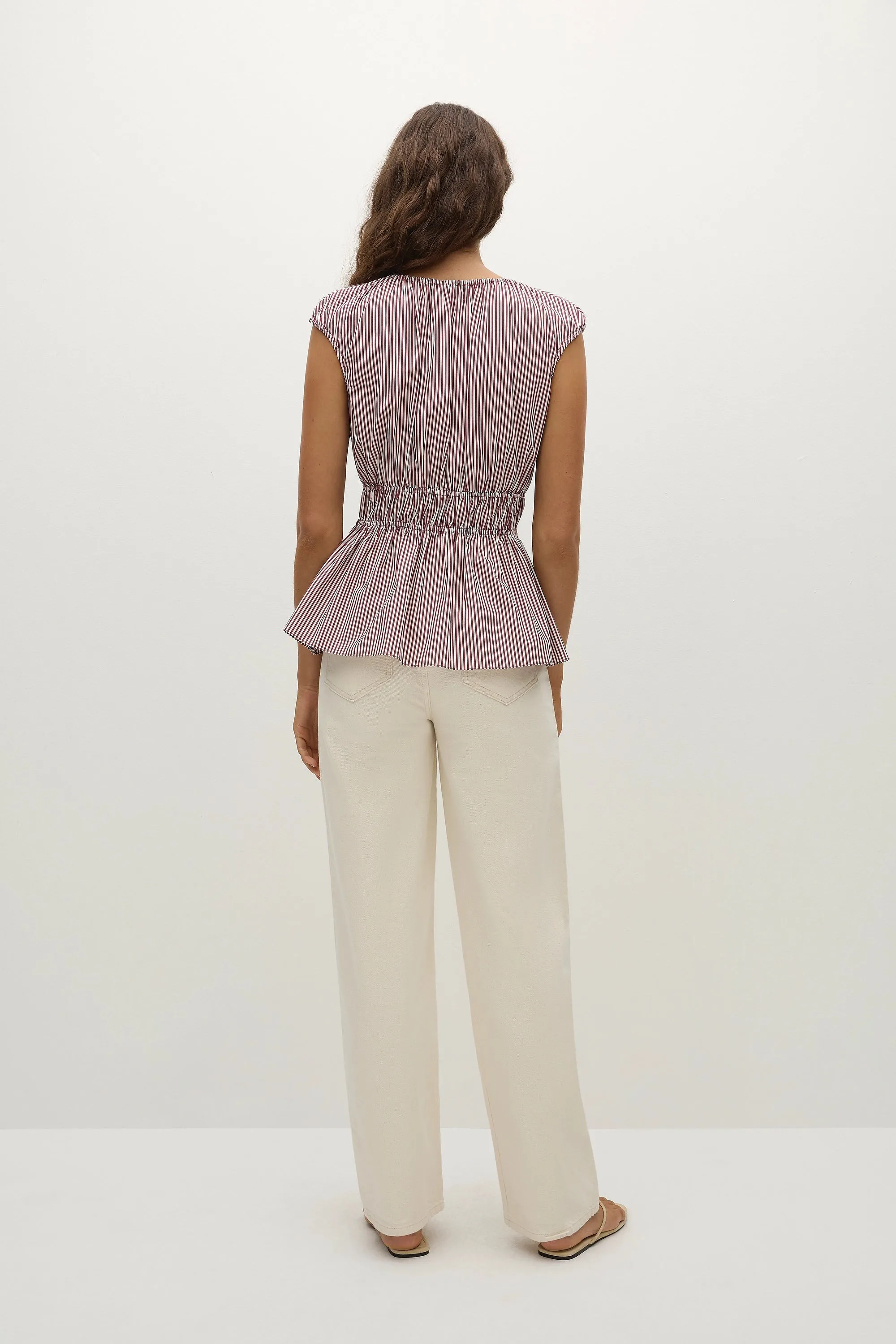 Hedda Top Maia Stripe Burgundy - Final Sale sold by Faithfull the Brand product image thumbnail 4