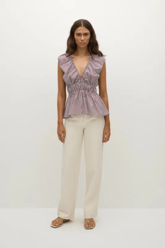 Hedda Top Maia Stripe Burgundy - Final Sale sold by Faithfull the Brand