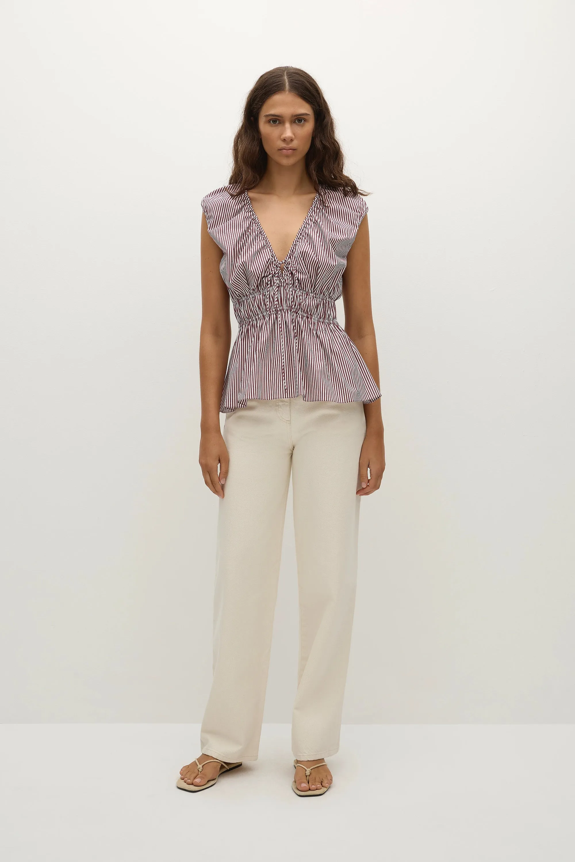 Hedda Top Maia Stripe Burgundy - Final Sale sold by Faithfull the Brand