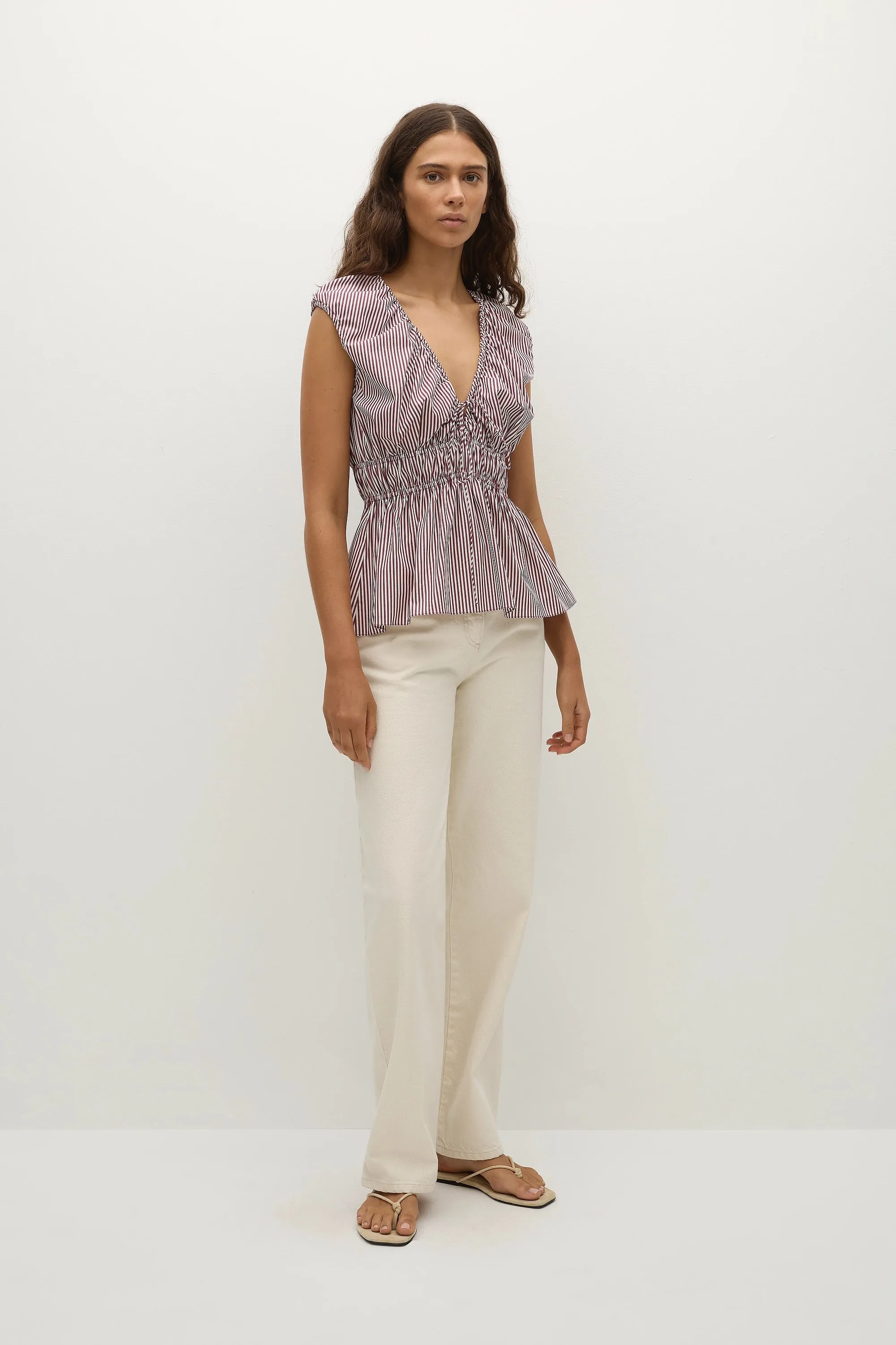 Hedda Top Maia Stripe Burgundy - Final Sale sold by Faithfull the Brand product image thumbnail 3