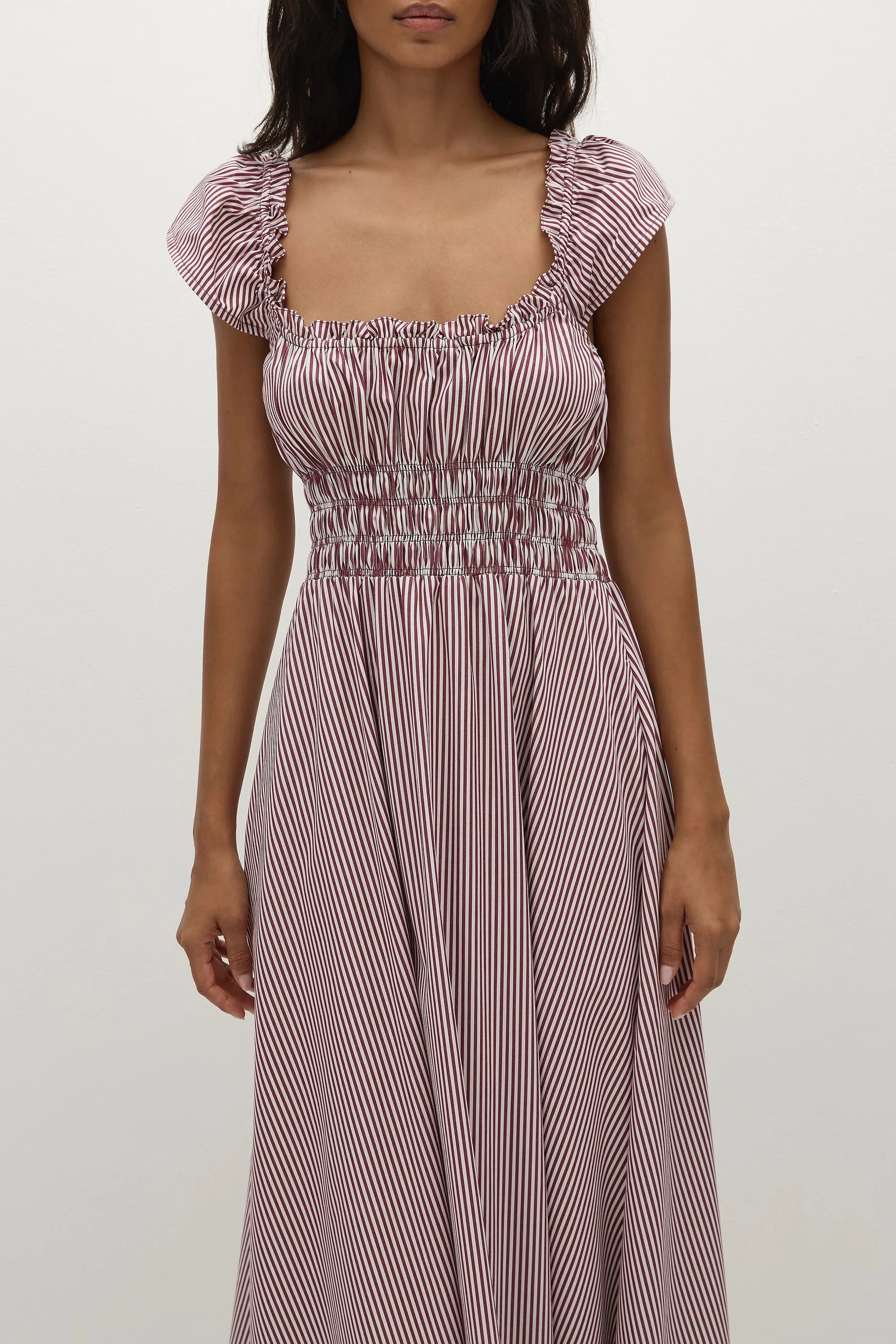 Janne Midi Dress Maia Stripe Burgundy - Final Sale sold by Faithfull the Brand product image thumbnail 3