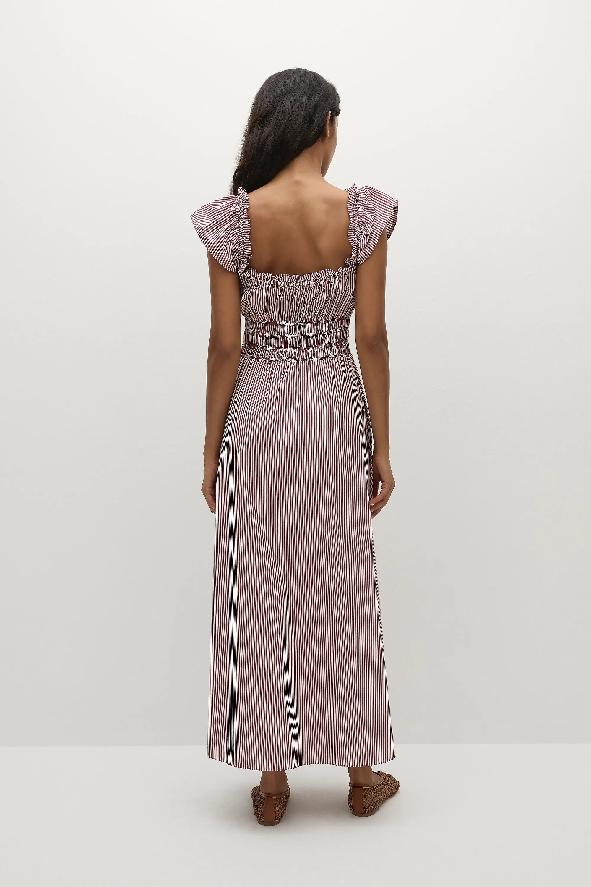 Janne Midi Dress Maia Stripe Burgundy - Final Sale sold by Faithfull the Brand product image thumbnail 4