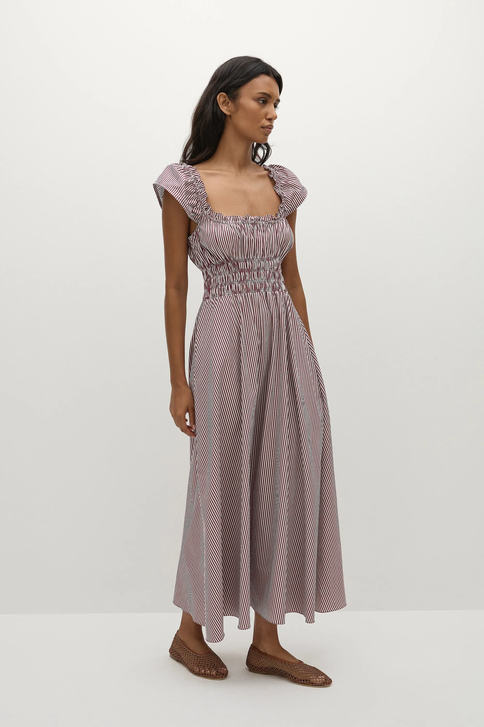 Janne Midi Dress Maia Stripe Burgundy - Final Sale sold by Faithfull the Brand product image thumbnail 2