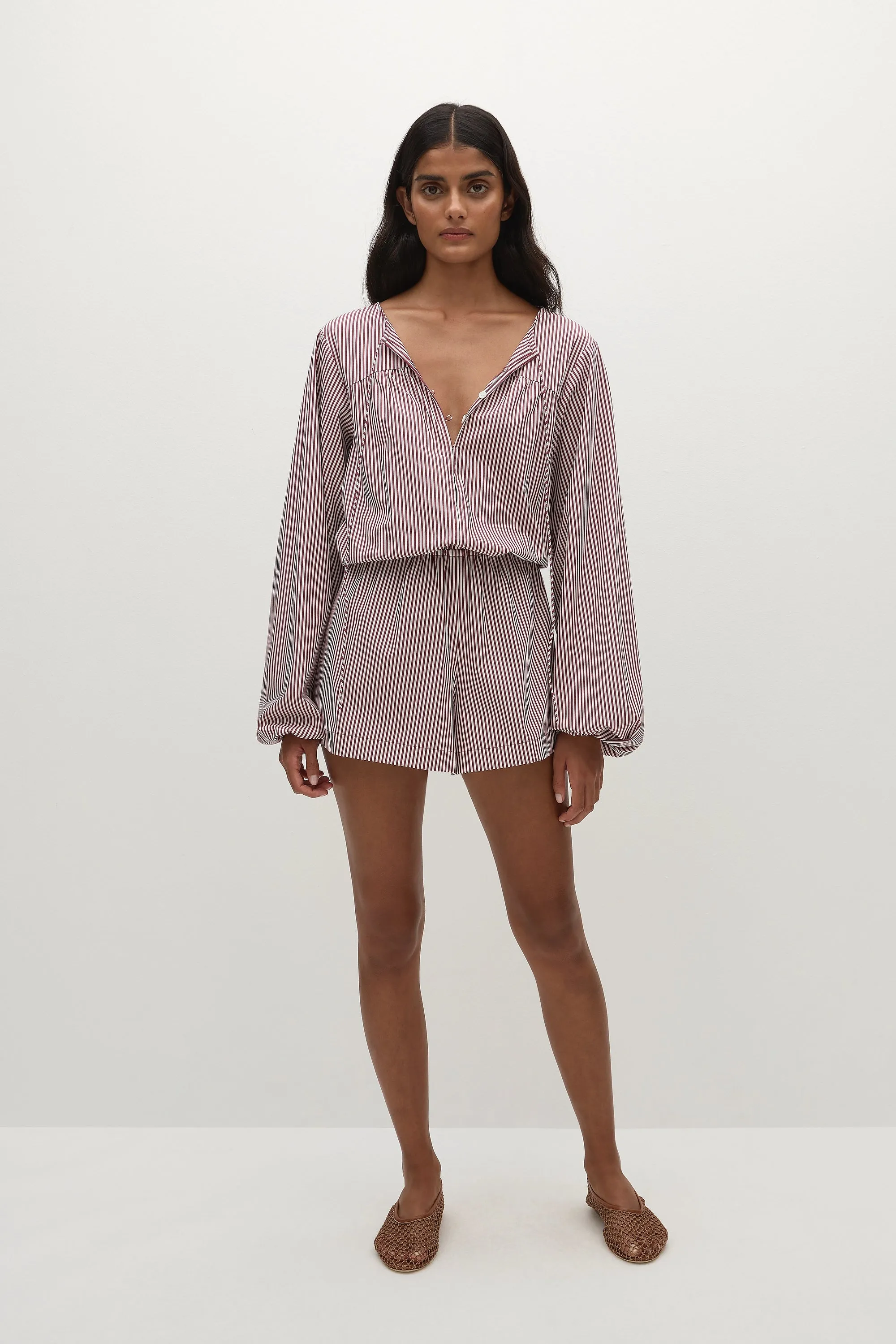 Frida Playsuit Maia Stripe Burgundy - Final Sale sold by Faithfull the Brand