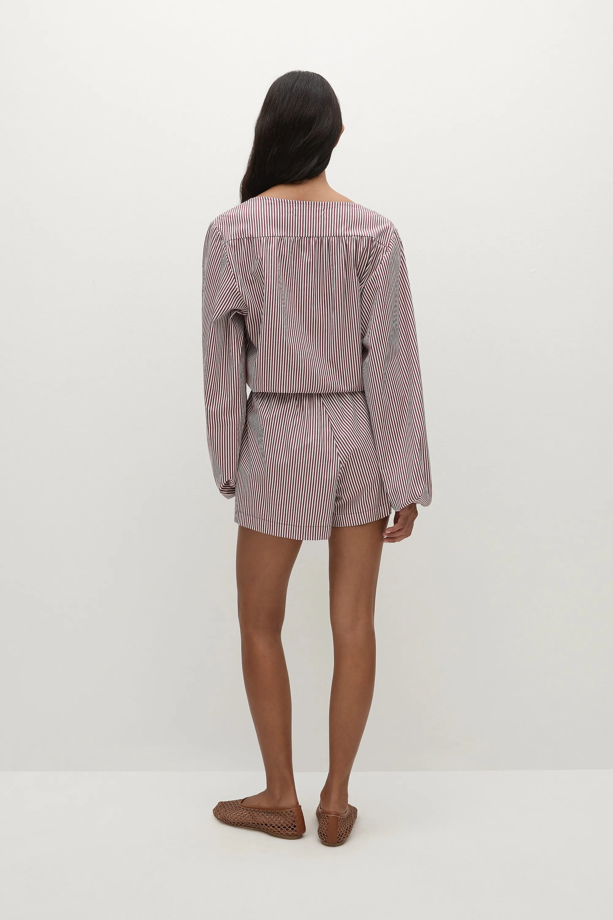 Frida Playsuit Maia Stripe Burgundy - Final Sale sold by Faithfull the Brand product image thumbnail 4