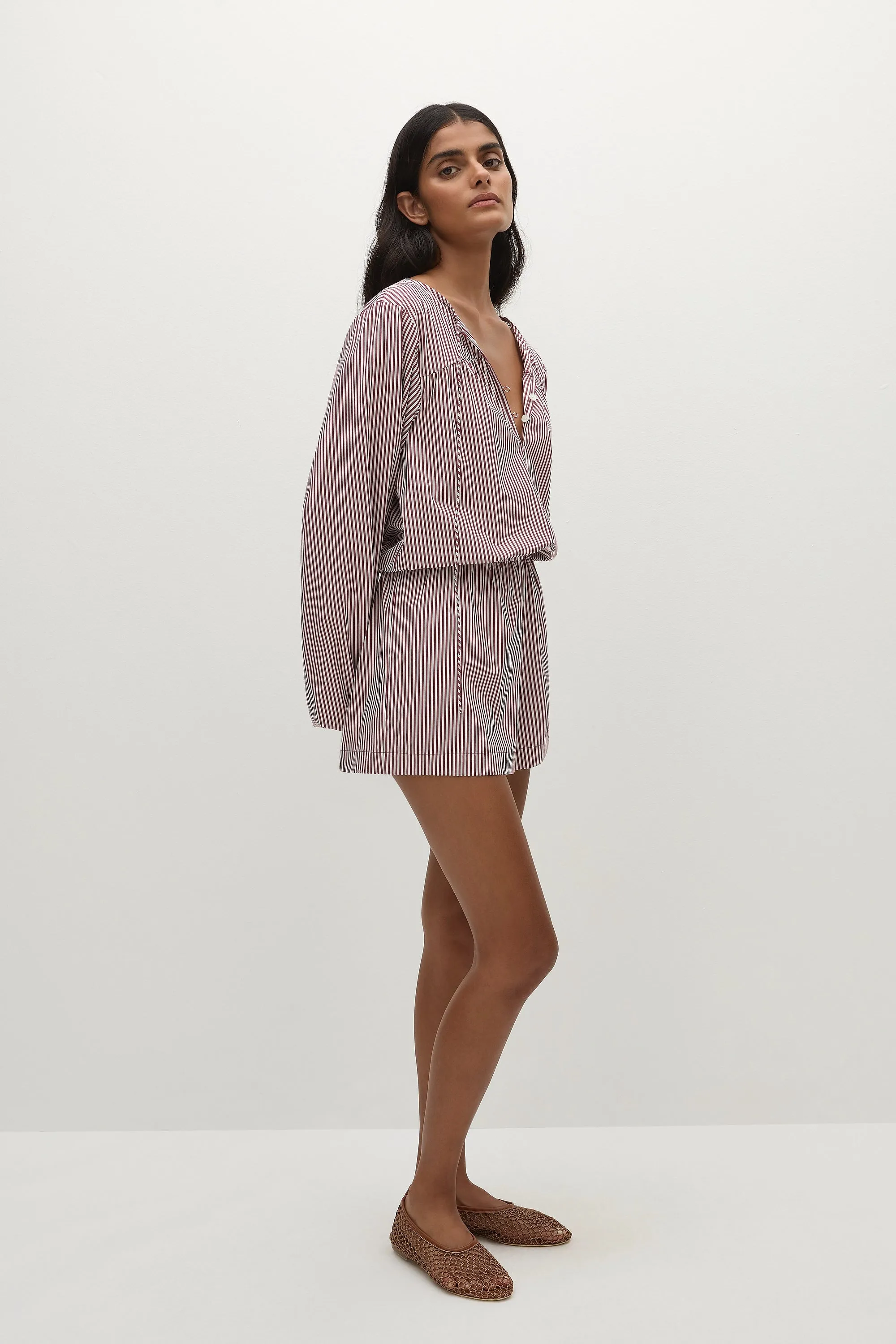 Frida Playsuit Maia Stripe Burgundy - Final Sale sold by Faithfull the Brand product image thumbnail 3