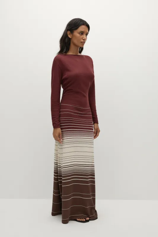 Idun Maxi Dress Accordion Stripe Bordeaux - Final Sale sold by Faithfull the Brand