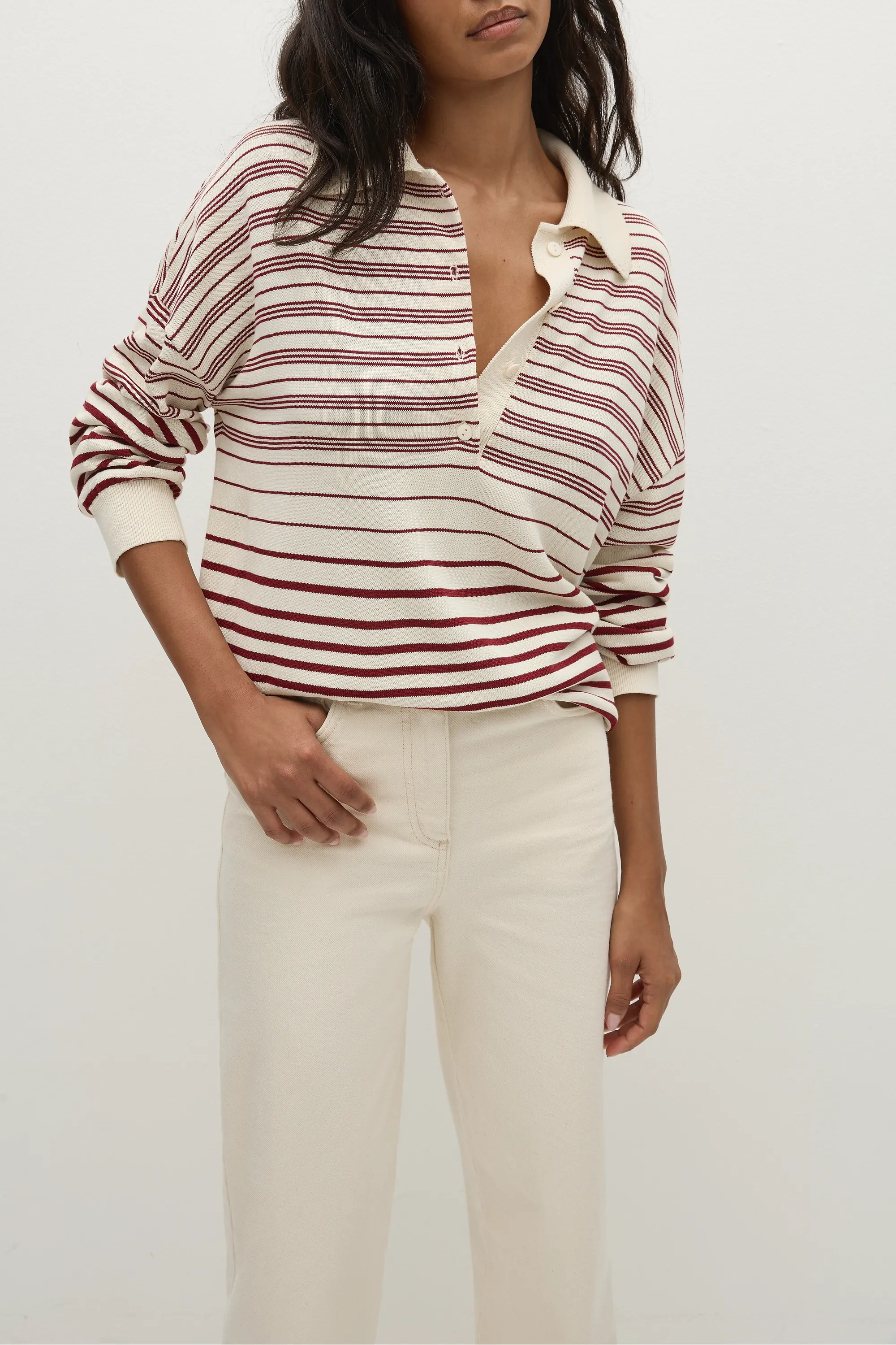 Harlow Polo Scandi Stripe Red Cream - Final Sale sold by Faithfull the Brand product image thumbnail 5