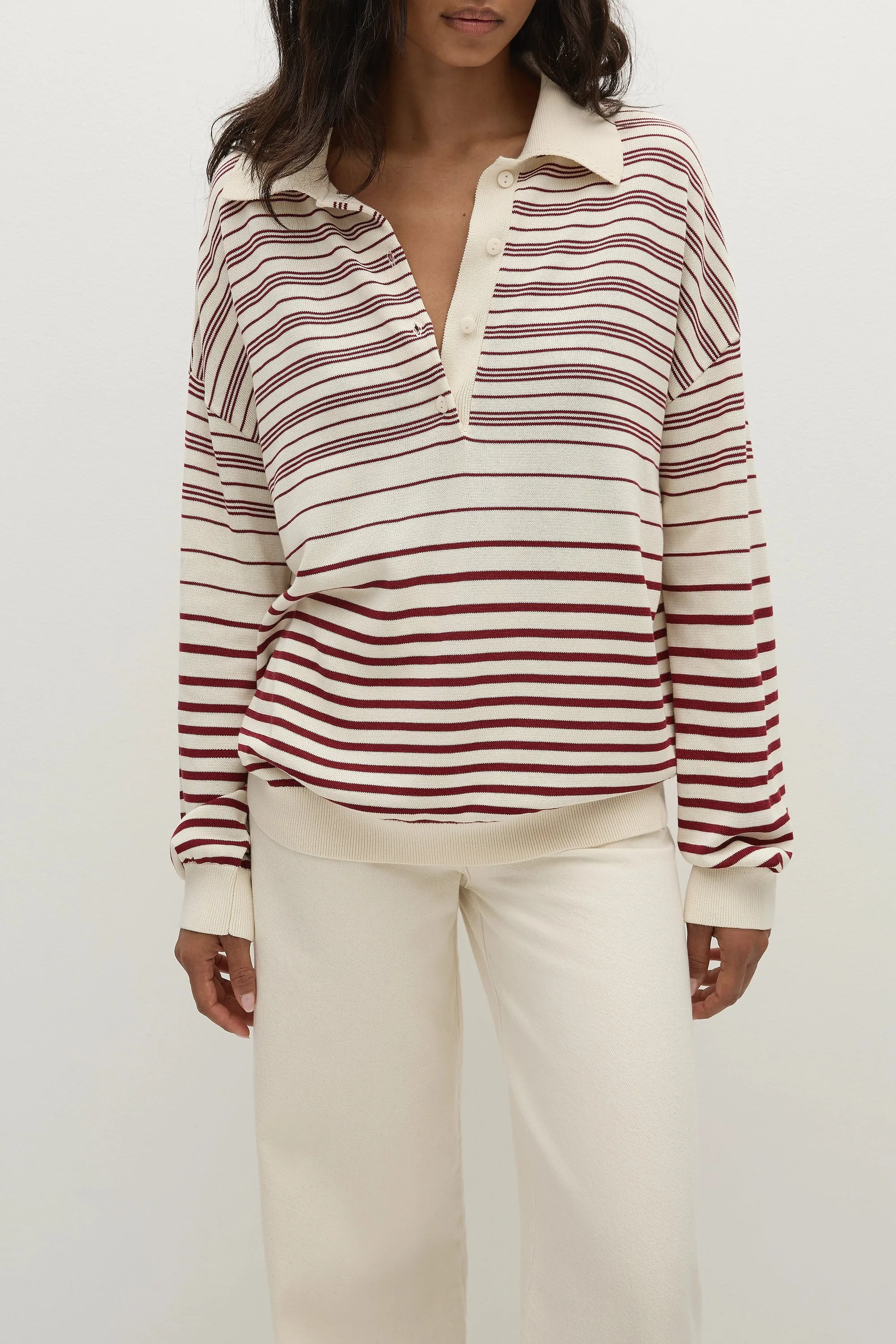 Harlow Polo Scandi Stripe Red Cream - Final Sale sold by Faithfull the Brand product image thumbnail 2