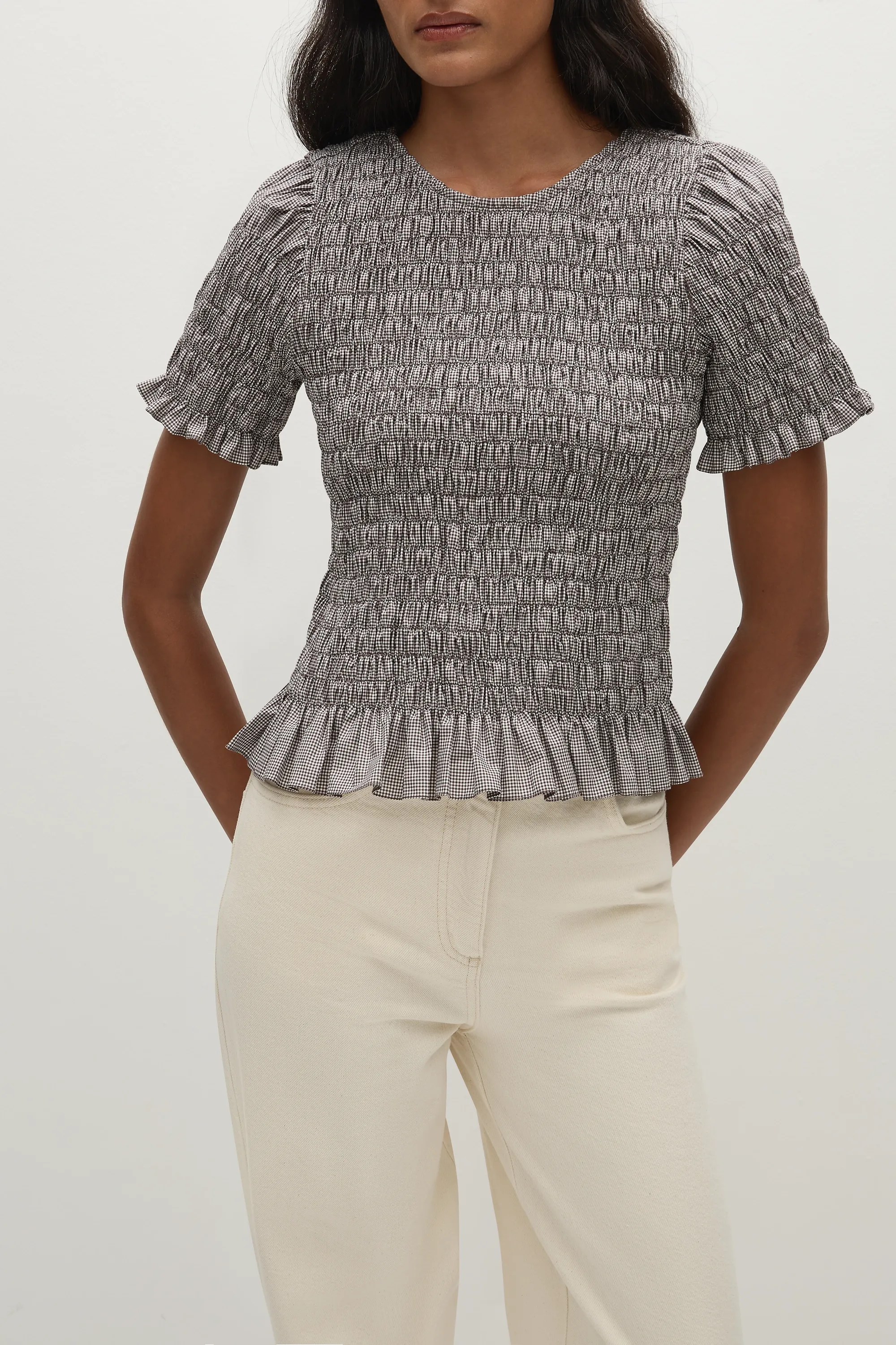 Edda Top Hanne Gingham Espresso - Final Sale sold by Faithfull the Brand product image thumbnail 2