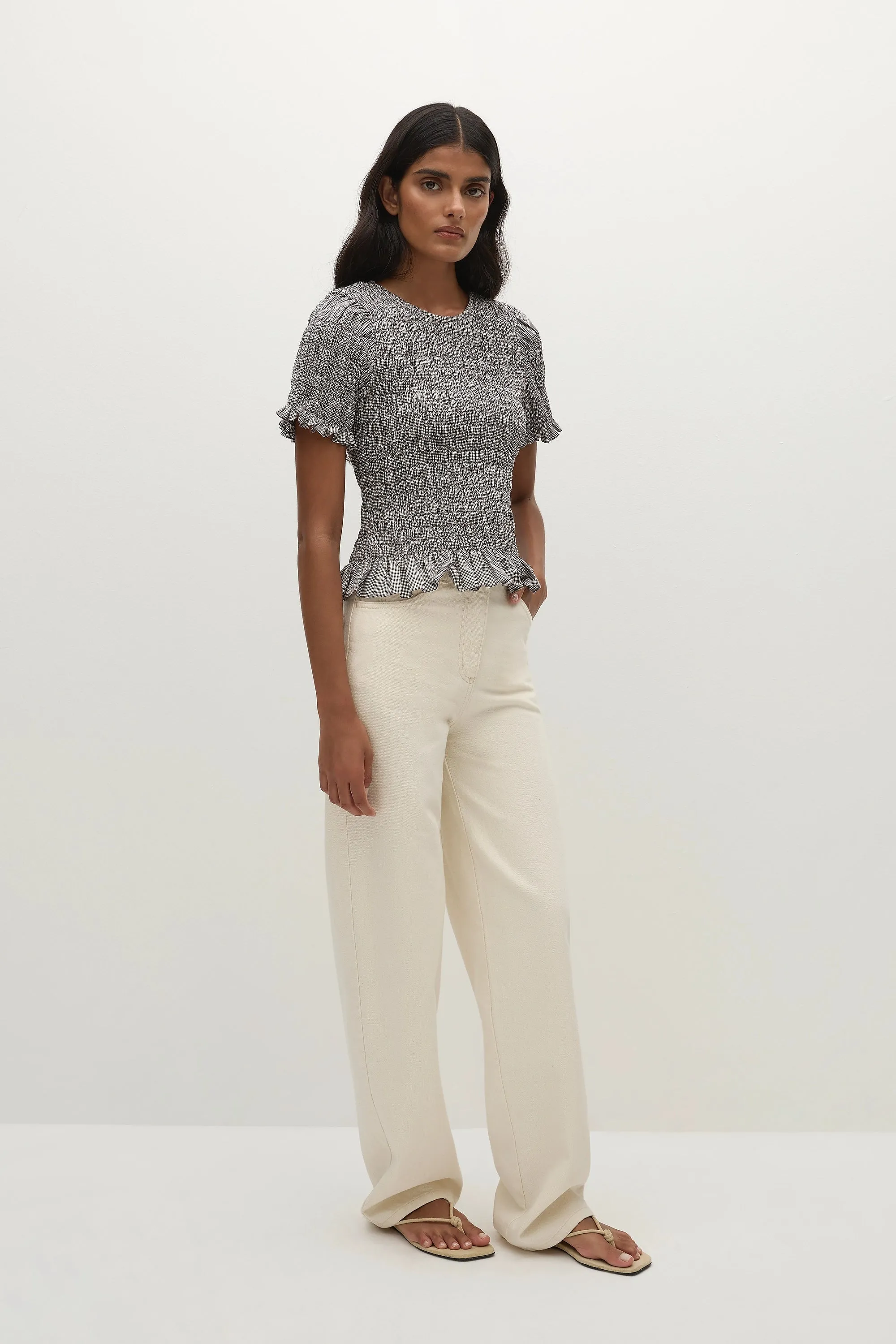 Edda Top Hanne Gingham Espresso - Final Sale sold by Faithfull the Brand product image thumbnail 3