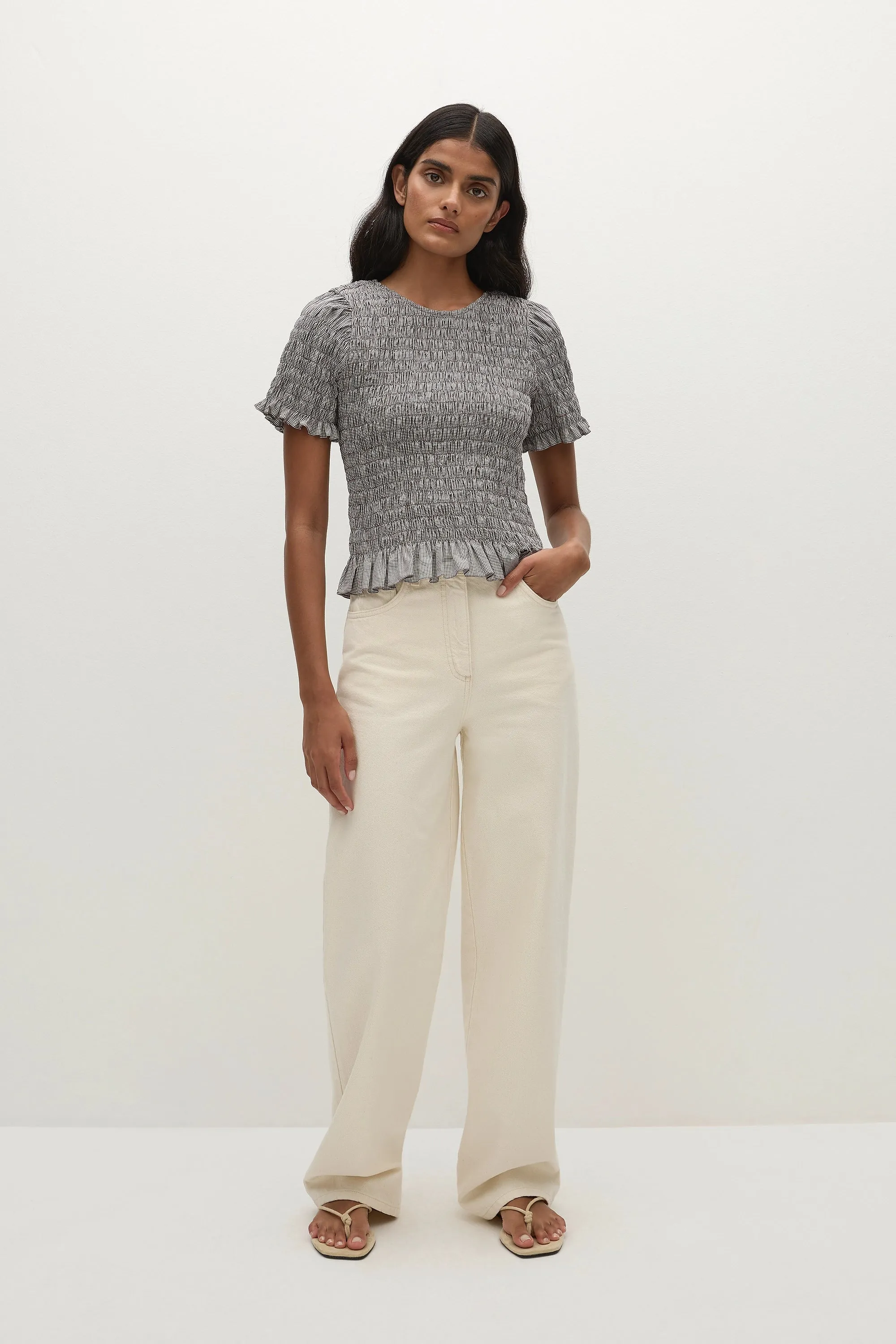 Edda Top Hanne Gingham Espresso - Final Sale sold by Faithfull the Brand