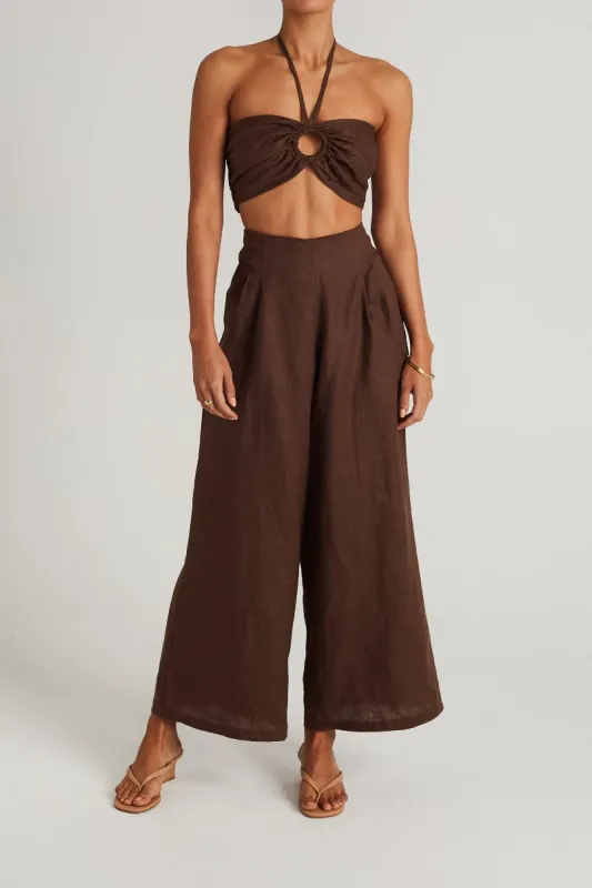 Malta Pants Plain Chocolate - Final Sale sold by Faithfull the Brand