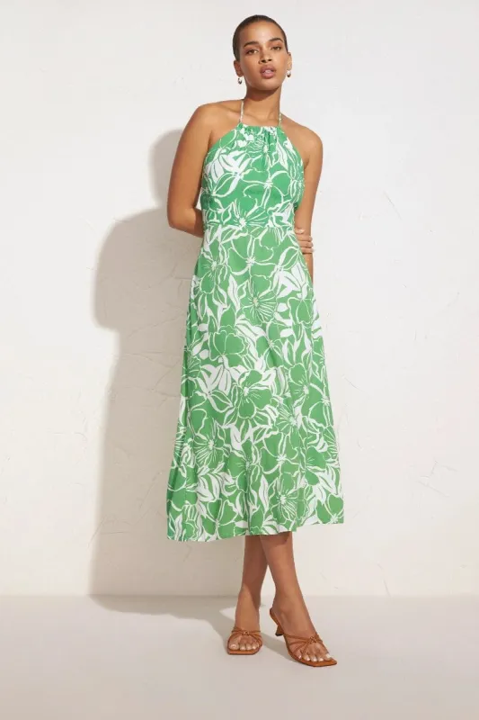 Taormina Midi Dress El Marsa Floral Print Green - Final Sale sold by Faithfull the Brand