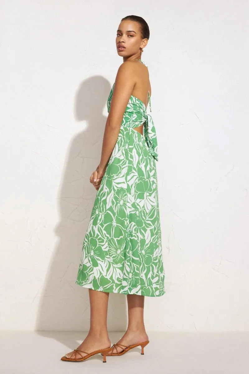 Taormina Midi Dress El Marsa Floral Print Green - Final Sale sold by Faithfull the Brand product image thumbnail 3