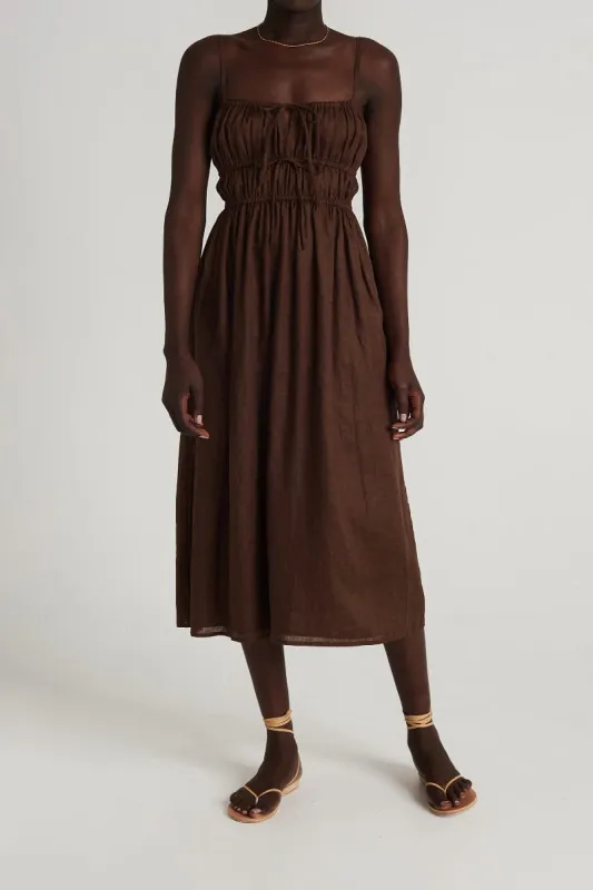 Francesca Midi Dress Plain Chocolate - Final Sale sold by Faithfull the Brand
