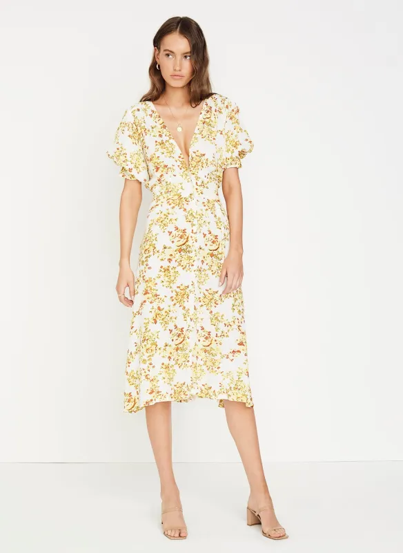 Goldie Floral Off White Rafa Midi Dress - Final Sale sold by Faithfull the Brand