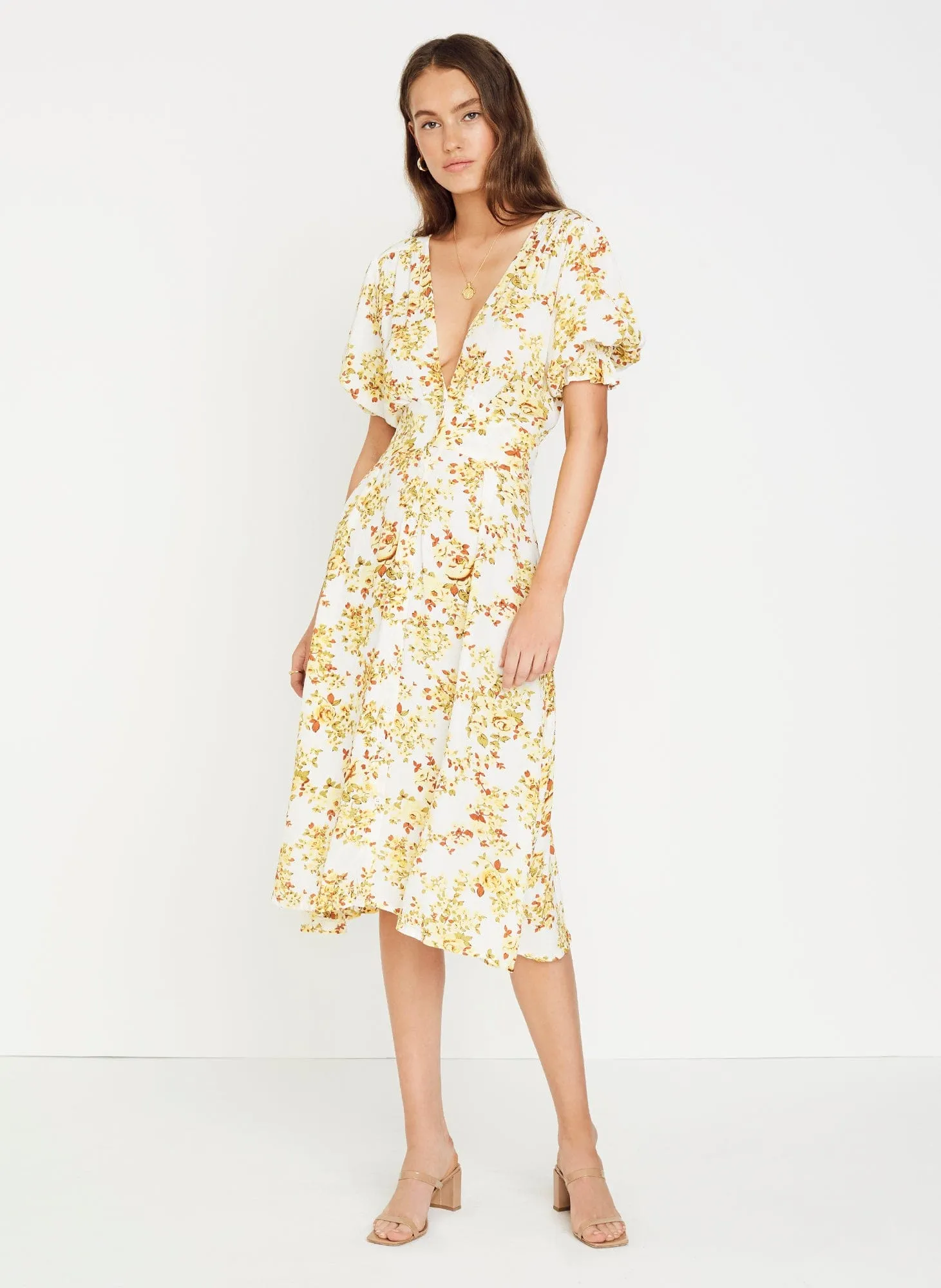 Goldie Floral Off White Rafa Midi Dress - Final Sale sold by Faithfull the Brand product image thumbnail 3