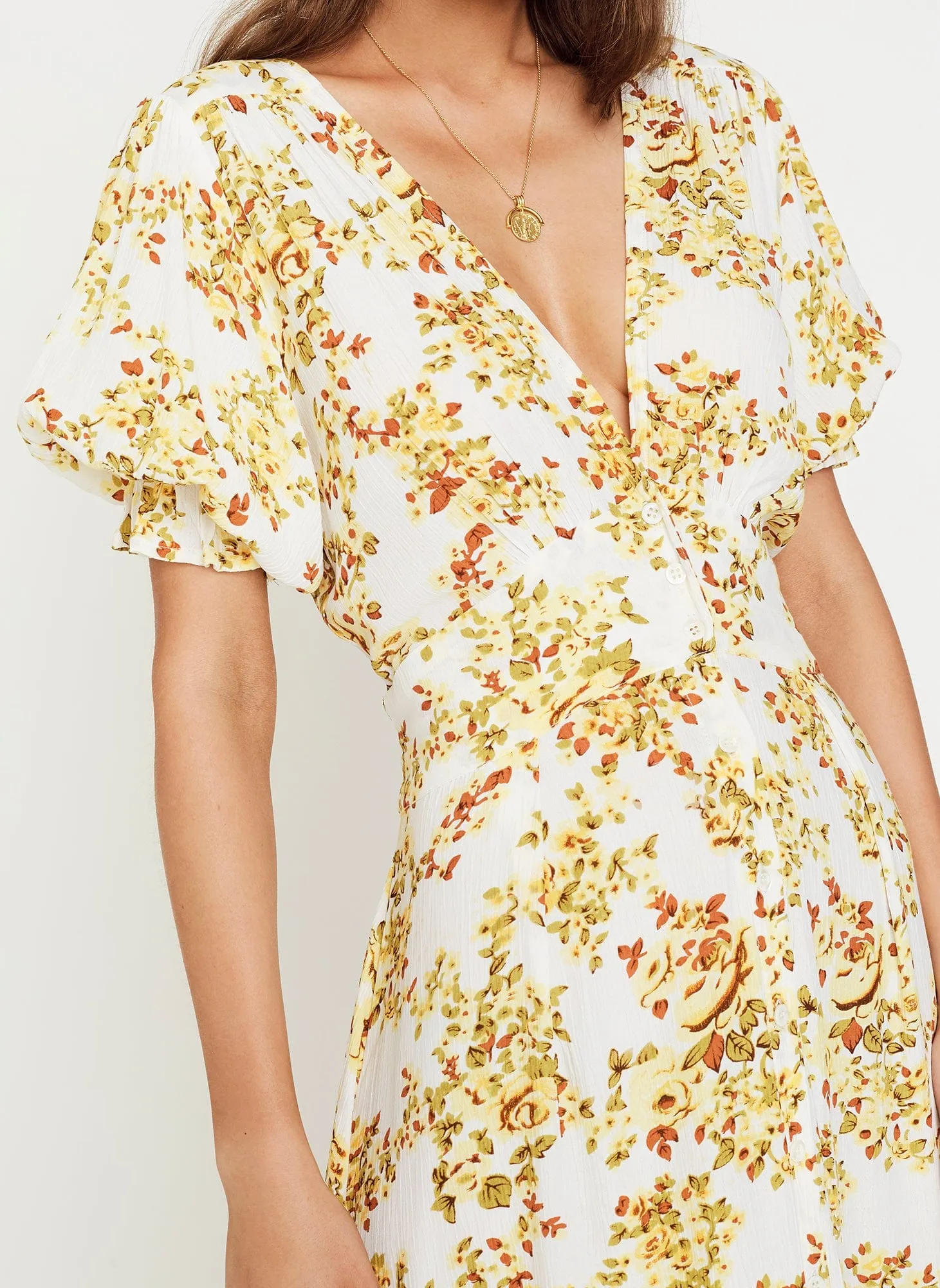 Goldie Floral Off White Rafa Midi Dress - Final Sale sold by Faithfull the Brand product image thumbnail 4