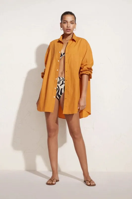 Pontia Shirt Dress Plain Orange - Final Sale sold by Faithfull the Brand