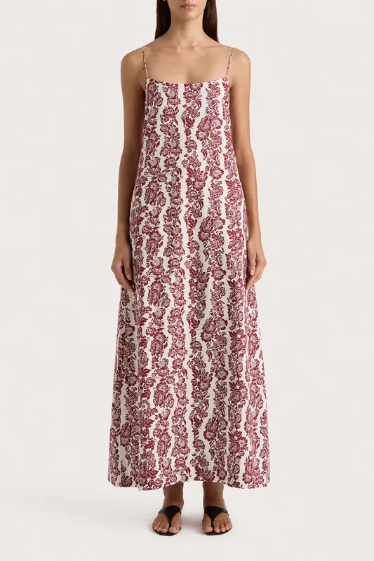 Alskar Maxi Dress Striped Floral Wine - Final Sale sold by Faithfull the Brand