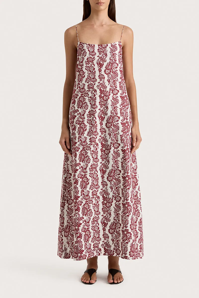 Alskar Maxi Dress Striped Floral Wine - Final Sale sold by Faithfull the Brand