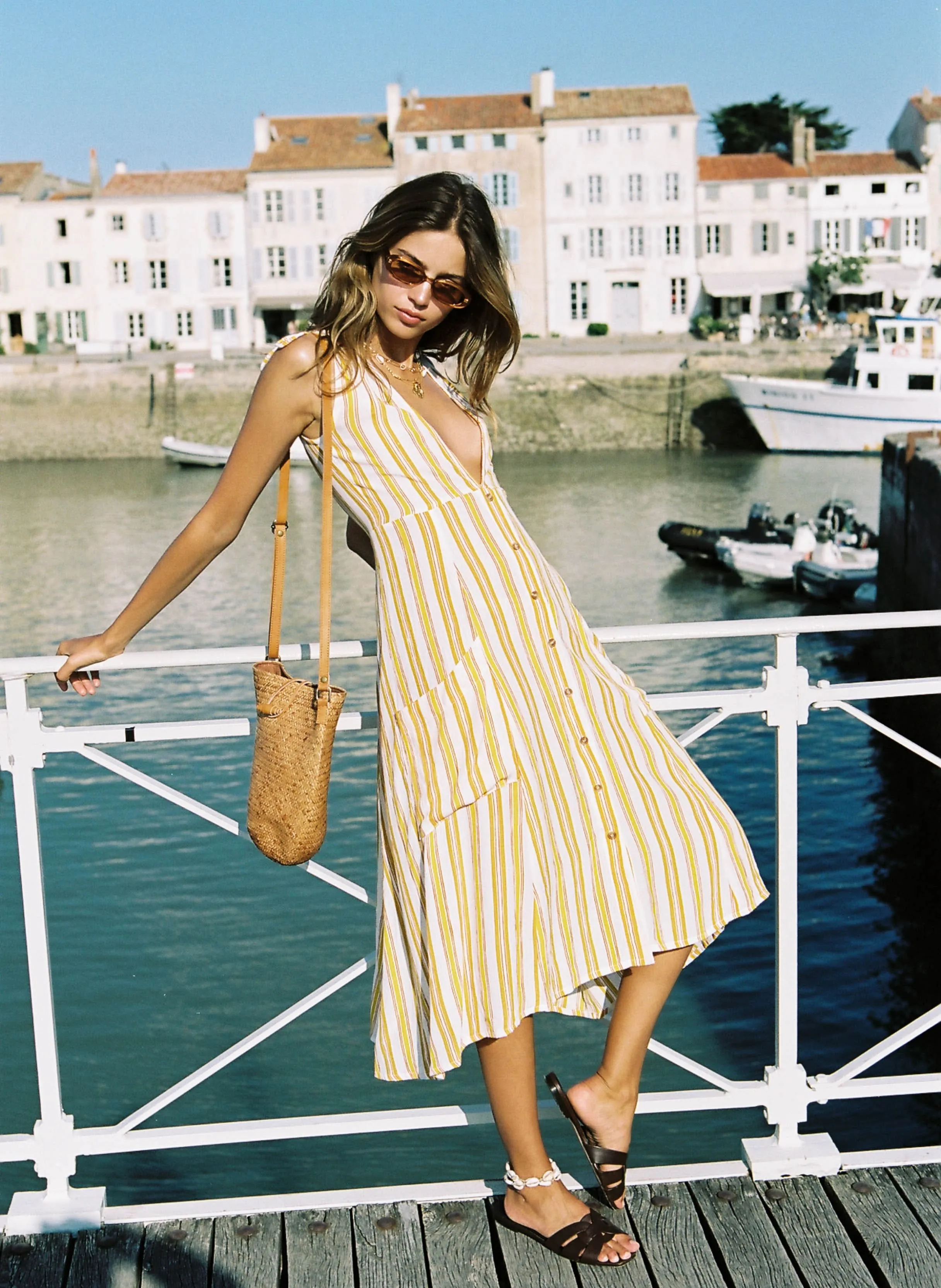 Azure Stripe Print Sun Claudia Midi Dress - Final Sale sold by Faithfull the Brand product image thumbnail 2