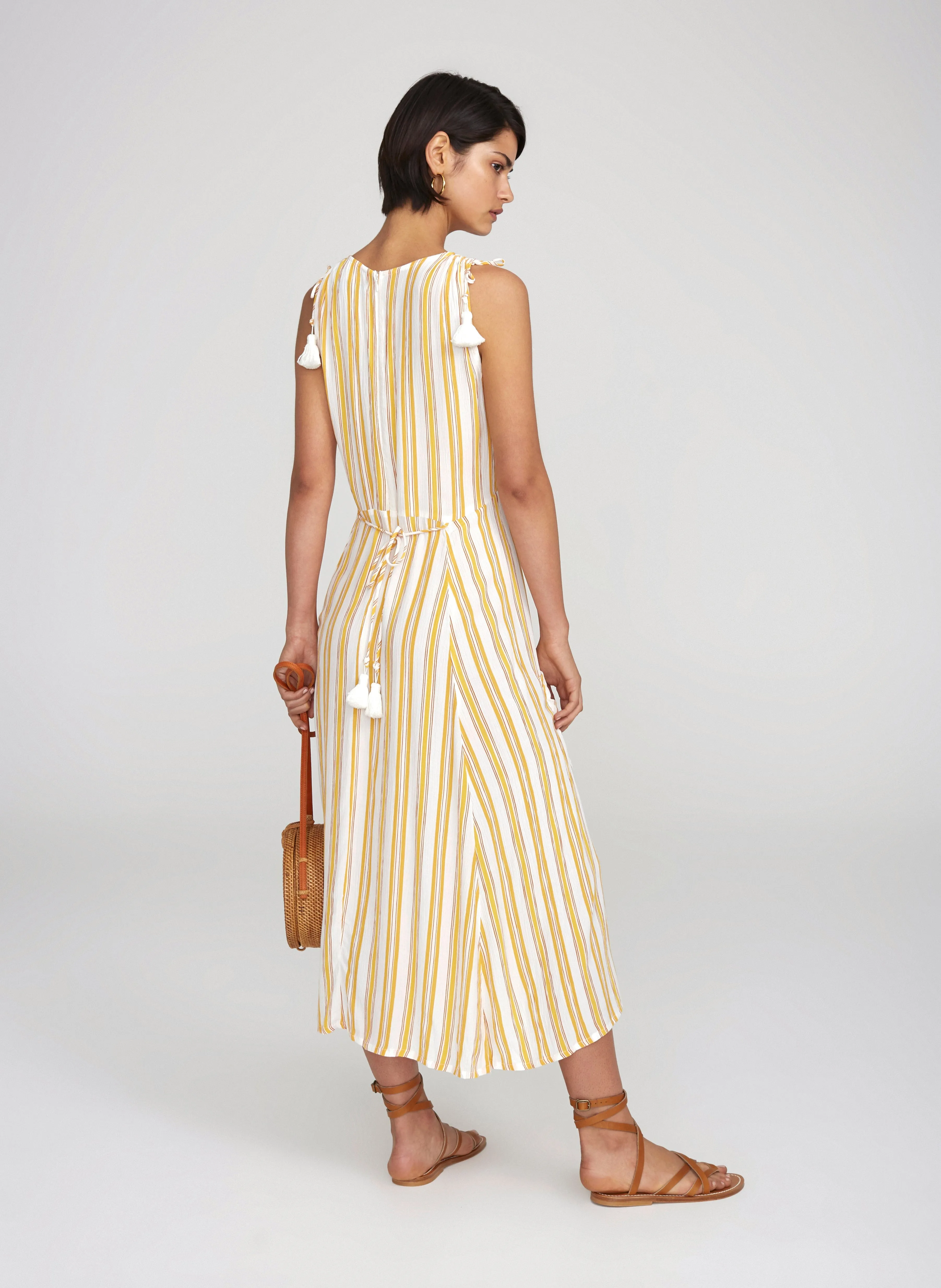 Azure Stripe Print Sun Claudia Midi Dress - Final Sale sold by Faithfull the Brand product image thumbnail 3