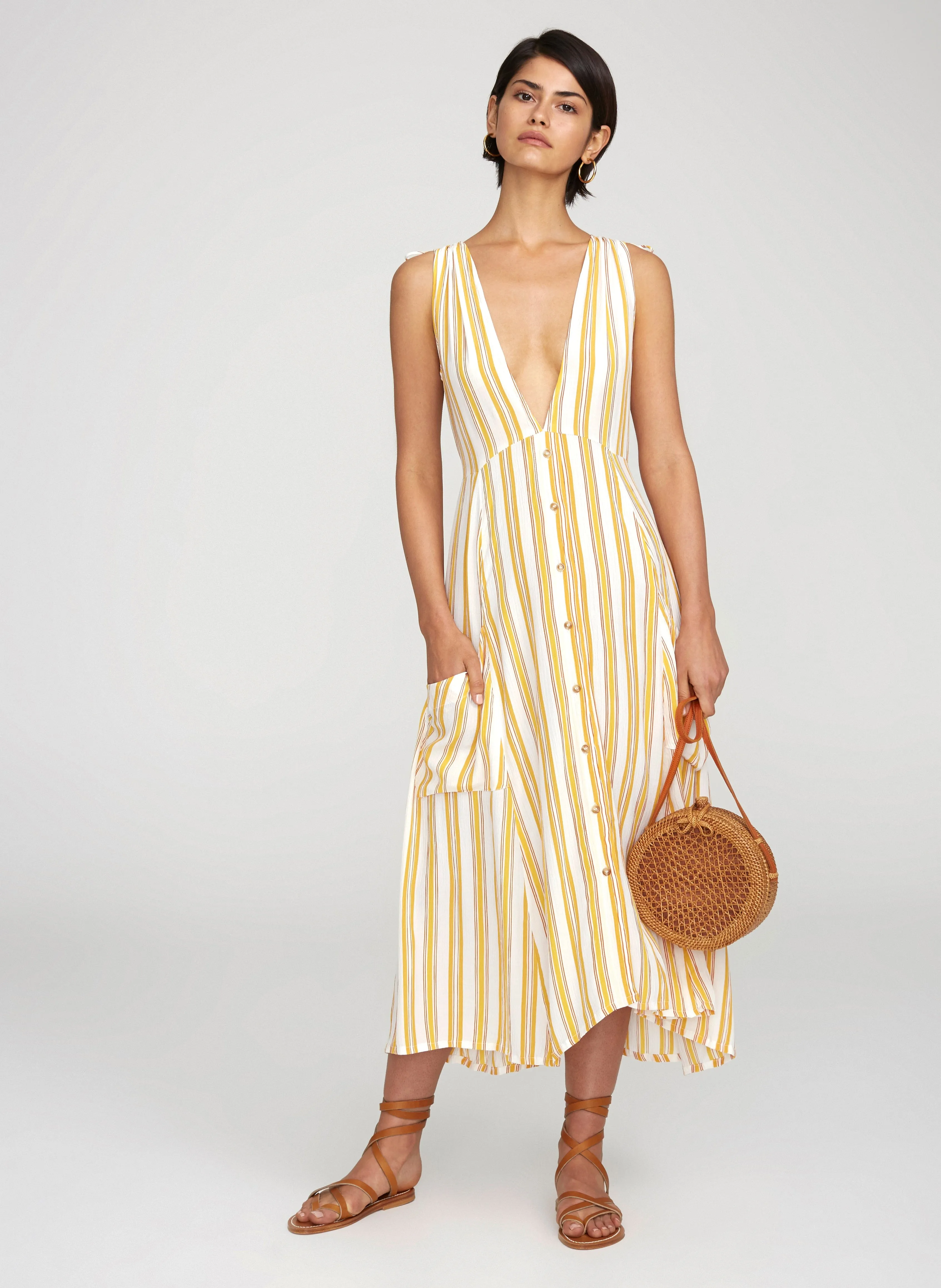 Azure Stripe Print Sun Claudia Midi Dress - Final Sale sold by Faithfull the Brand