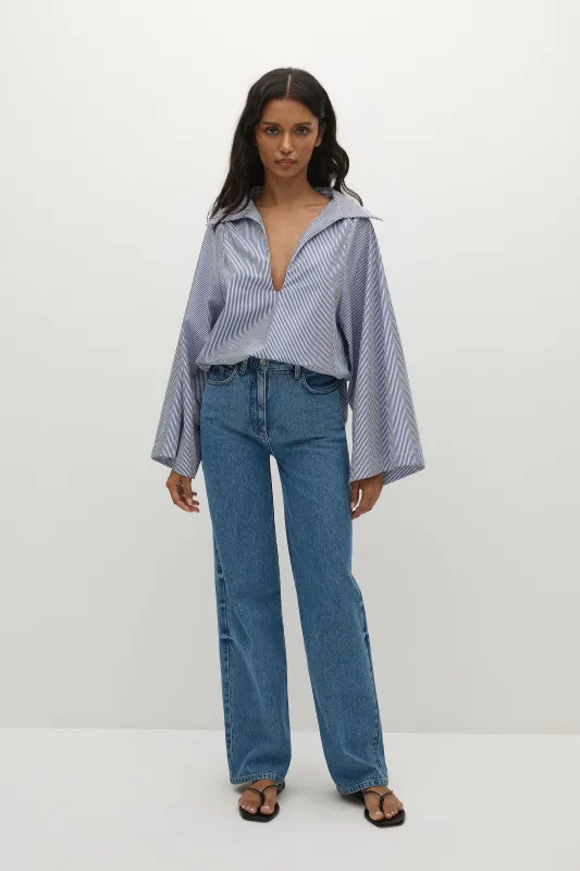 Gaia Top Helle Stripe Vintage Navy sold by Faithfull the Brand