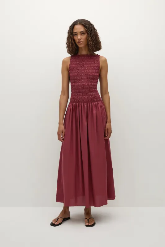 Margot Midi Dress Rhubarb sold by Faithfull the Brand